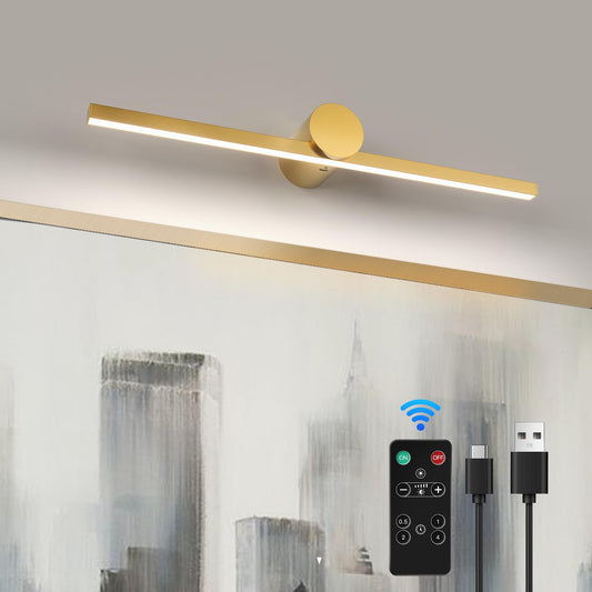 ZitoStory Battery Operated Wall Picture Light with Remote – Wireless, Dimmable, Rechargeable Art & Canvas Lighting, Gold 15.35"