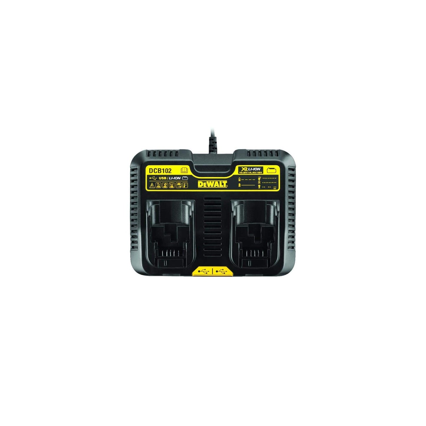 DEWALT 12/20V MAX Battery Charger, Corded, Dual Charging Station, 2-USB Ports Included (DCB102)