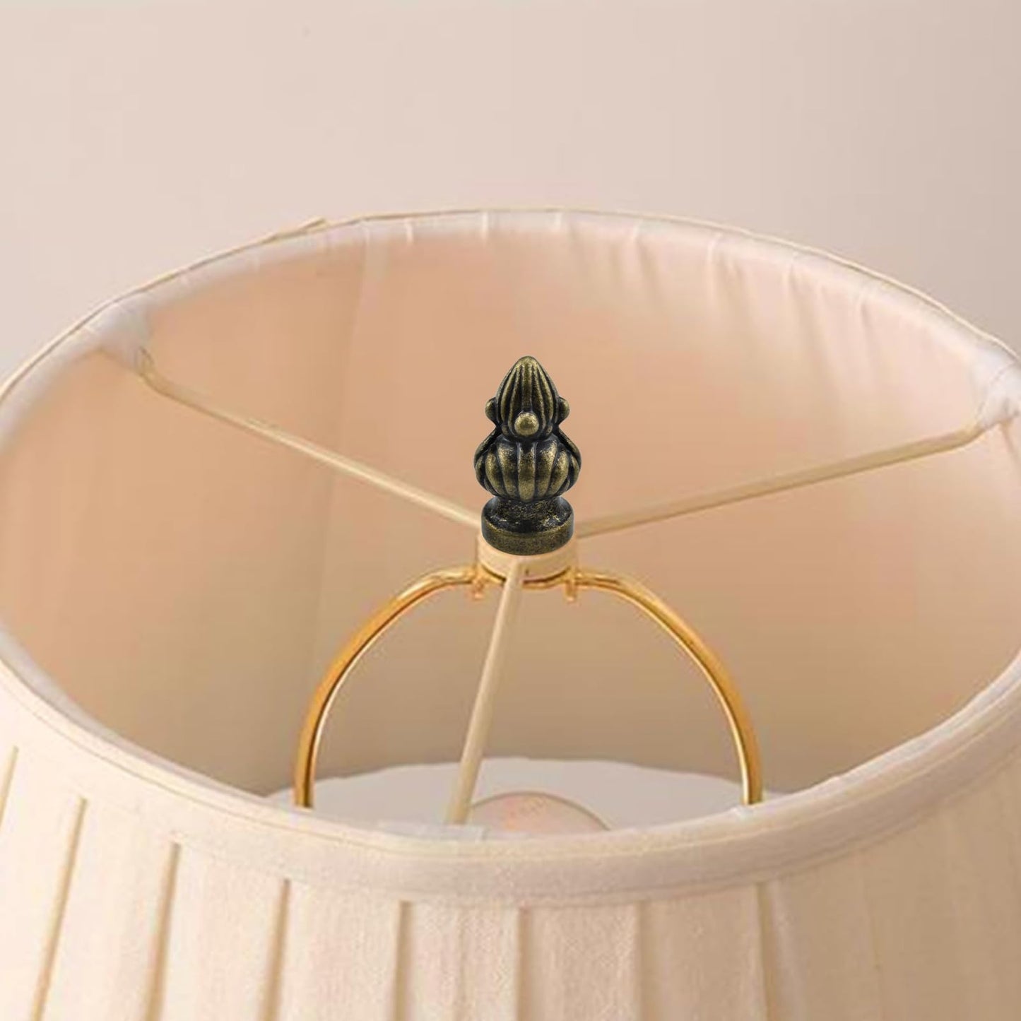 MARRTEUM Antique Brass Lamp Finial Cap Knob Retro Lamp Finial Decoration with Dual-Thread Screw for Lamp Shade, Fit Both 3/8" and 1/4-27, 1 Pack