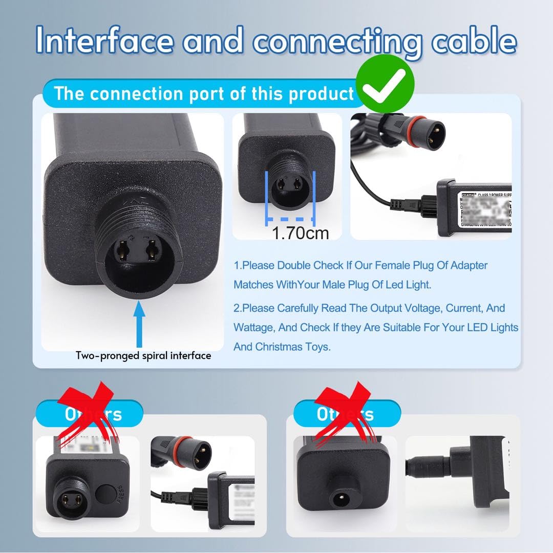 Pack of 2 4.5V 1.5A 6.75W Power Supply for CZJUTAI JT-DC045V1500-IP44 – Christmas Lights, String Lights, Projectors & Lawn Lamps