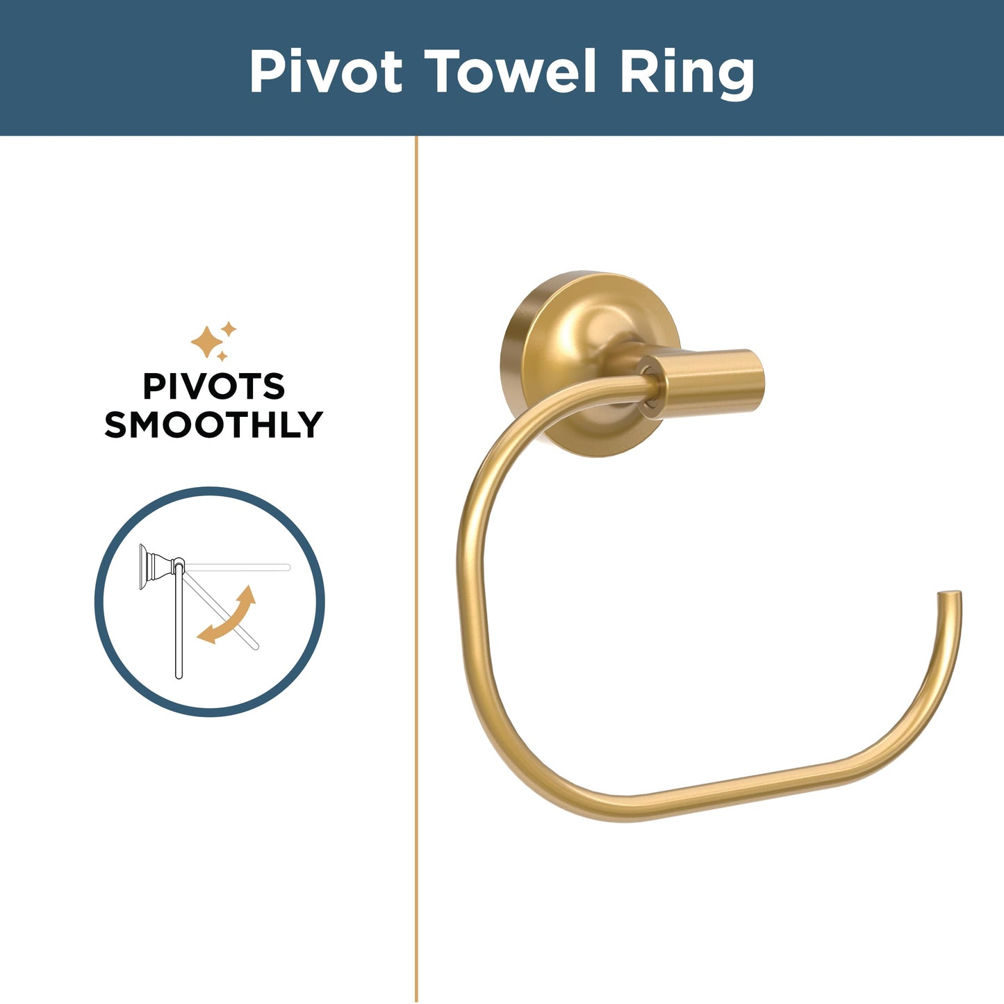 Franklin Brass Voisin (1-Pack) Hand Towel Ring Satin Gold Holder for Wall Mount Round Hanger for Kitchen, Bathroom Accessories VOI46-BB