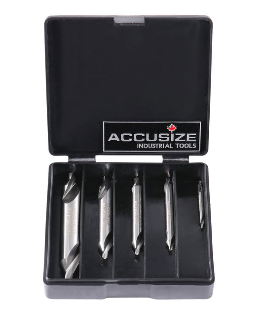 Accusize Industrial Tools 5pc ANSI M42 (H.S.S. + 8% Cobalt) Center Drill Set, 0556-5500