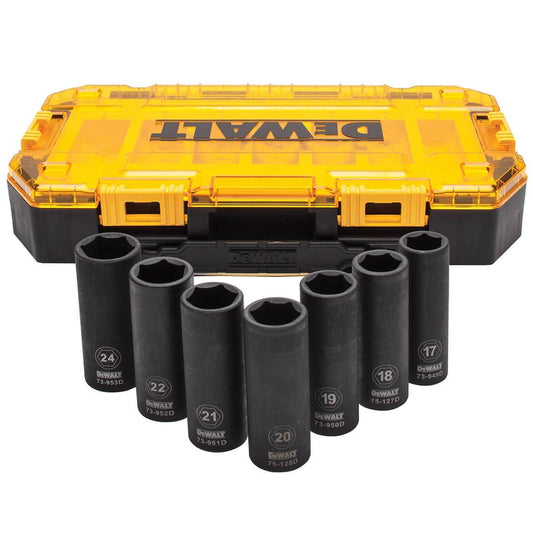 DEWALT DWMT74737 Tough Box 7PC mm 1/2 Deep Drive Impact Socket Set