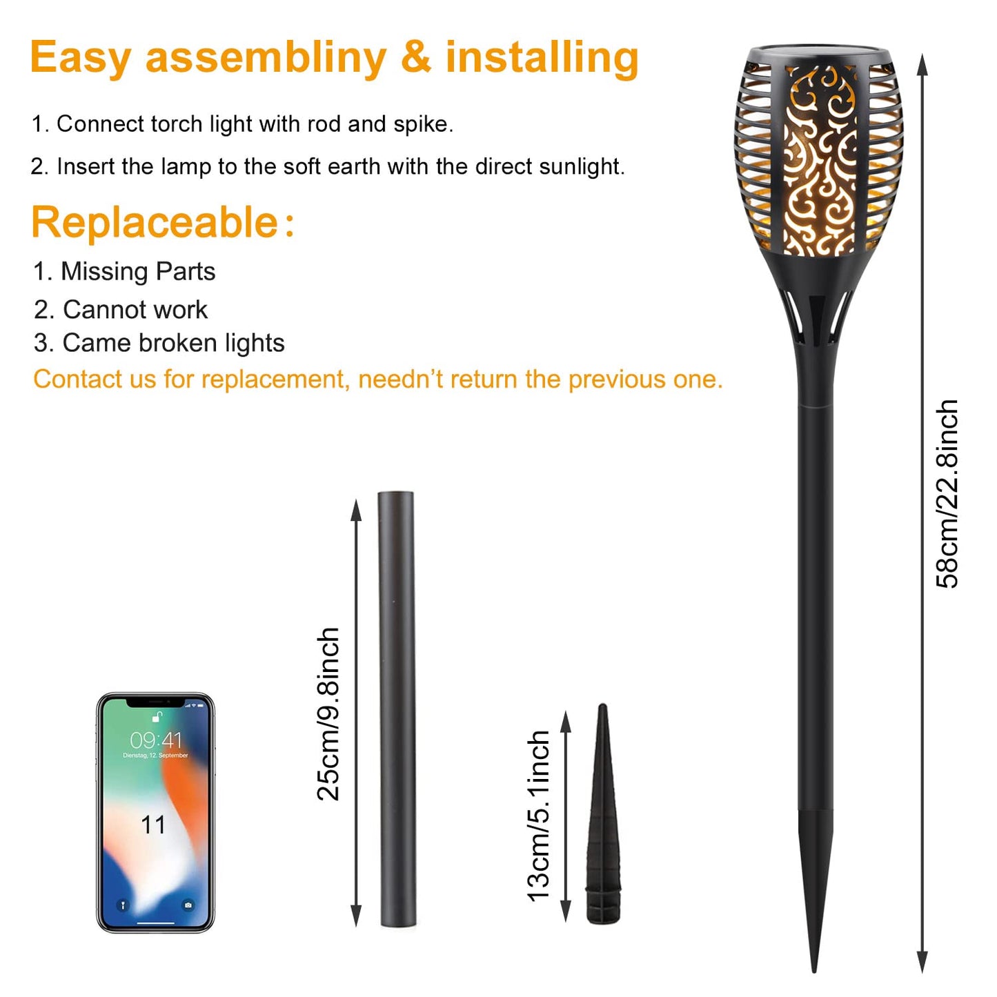 Permande 8-Pack Solar Torch Lights – Flickering Flame Fire Effect, Auto On/Off, Waterproof Outdoor Garden & Patio Landscape Security Lights