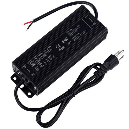 120W 12V DC LED Driver, Waterproof IP67 Power Supply with 3-Prong Plug & 3.3ft Cable for LED Lights, Outdoor & Projects