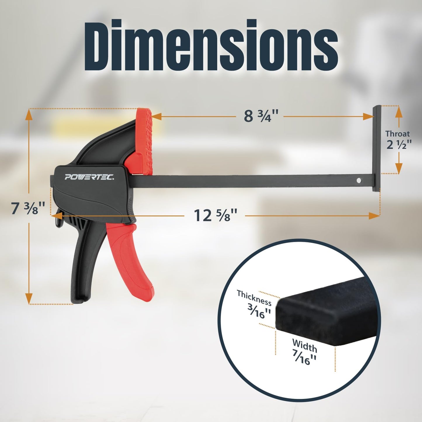 POWERTEC 2 PK Tracksaw Track Guide Rail Clamp, 8-3/4 Inch Quick Release Clamps for Circular Saw Guide Rail System, Woodworking, 71423V