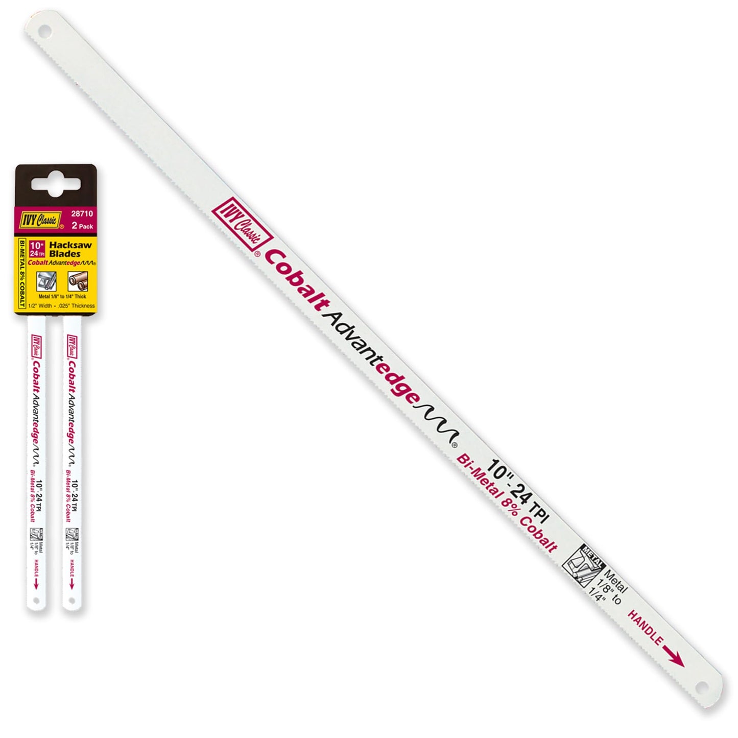 IVY Classic 28710 10" 24 TPI Bi-Metal Hacksaw Blades, Cuts Metal, 2-Pack