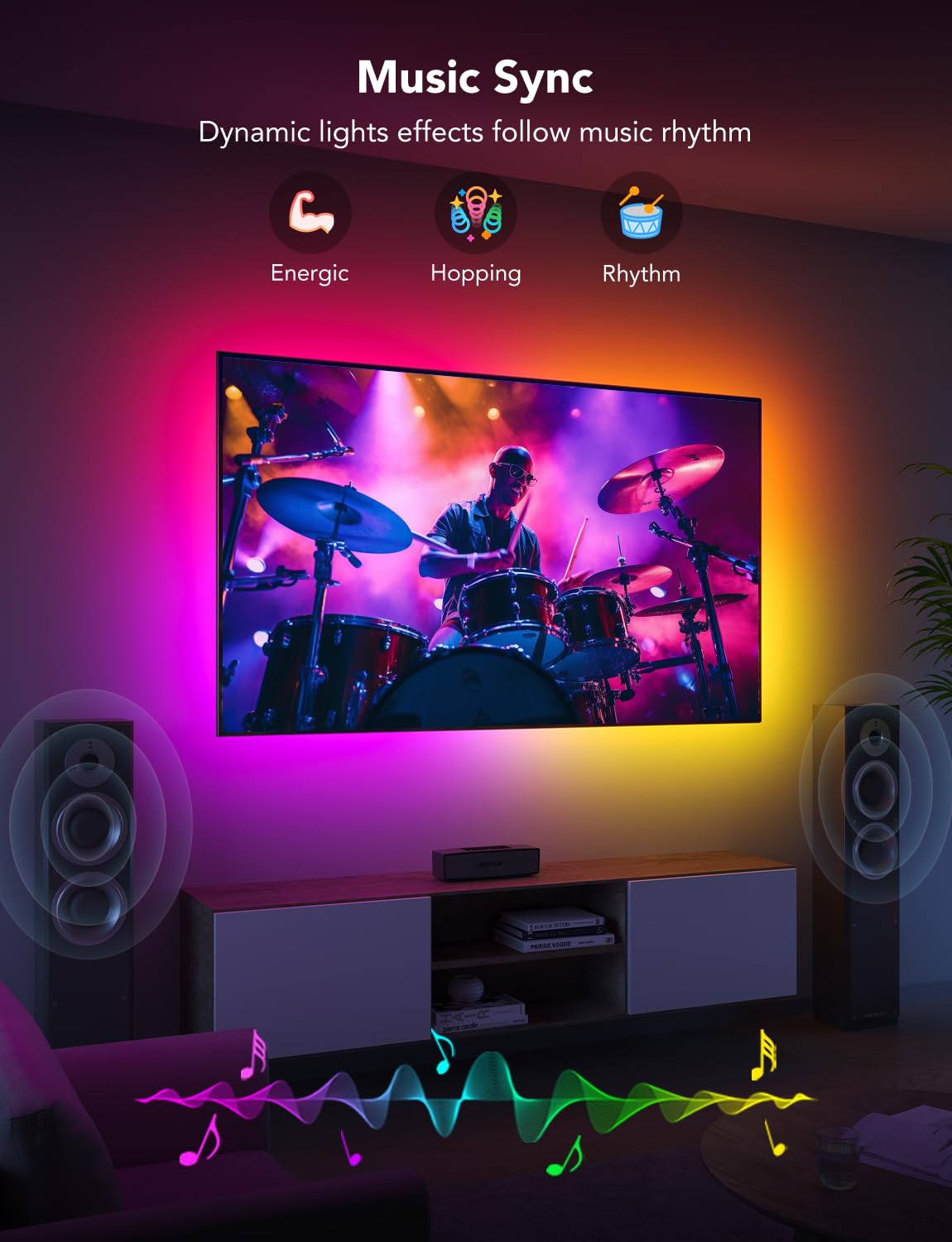 Govee RGBIC LED TV Backlight for 40-50" TVs, Smart Wi-Fi & Bluetooth, Music Sync, App, Alexa & Google Control, 77 Scene Modes