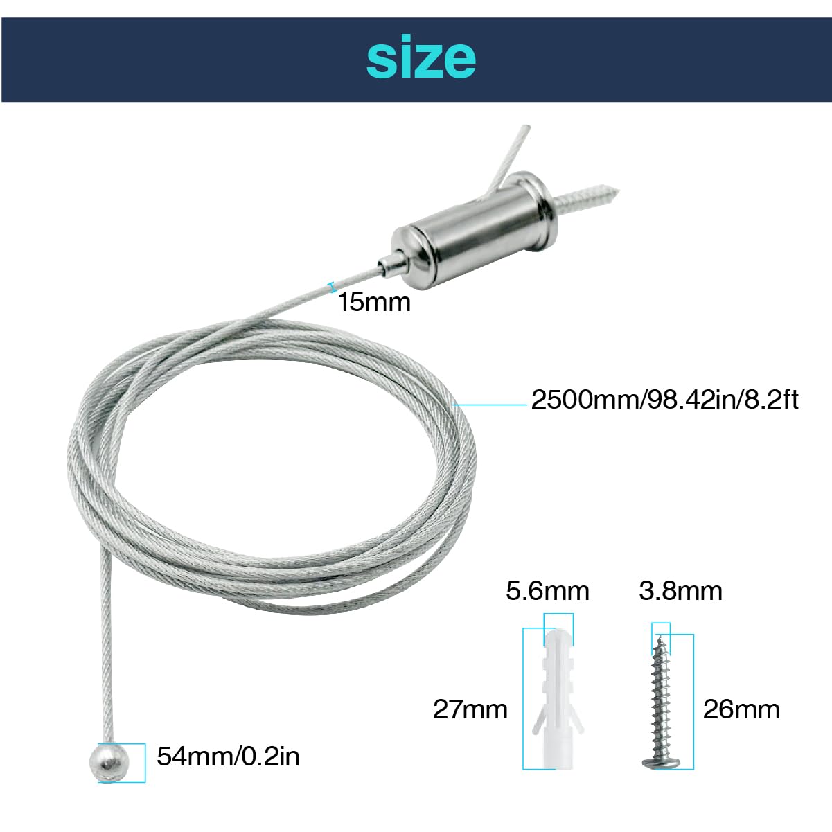 30-Pack Hexagon Garage Light Suspension Cables, 1m Steel Hanging Chains & Connectors, Adjustable Pendant/Chandelier Wire Rope