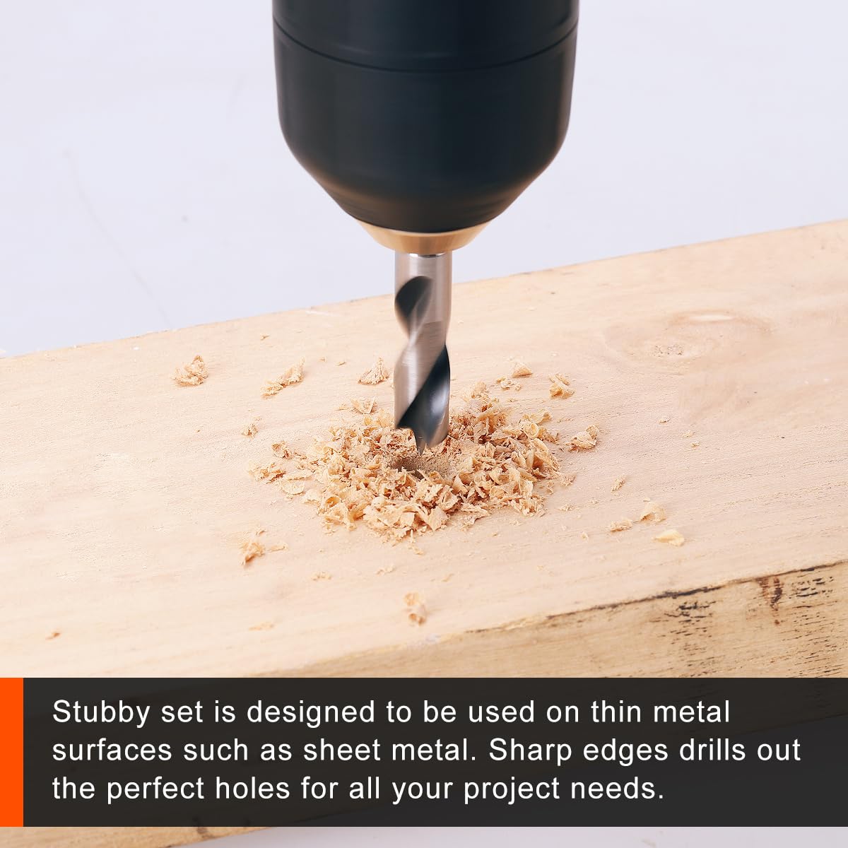 COMOWARE Brad Point Stubby Drill Bit Set for Wood, Short Length Drill Bit Set 6pcs HSS 4241 Steel with 1/4-Inch Quick Change Hex Shank