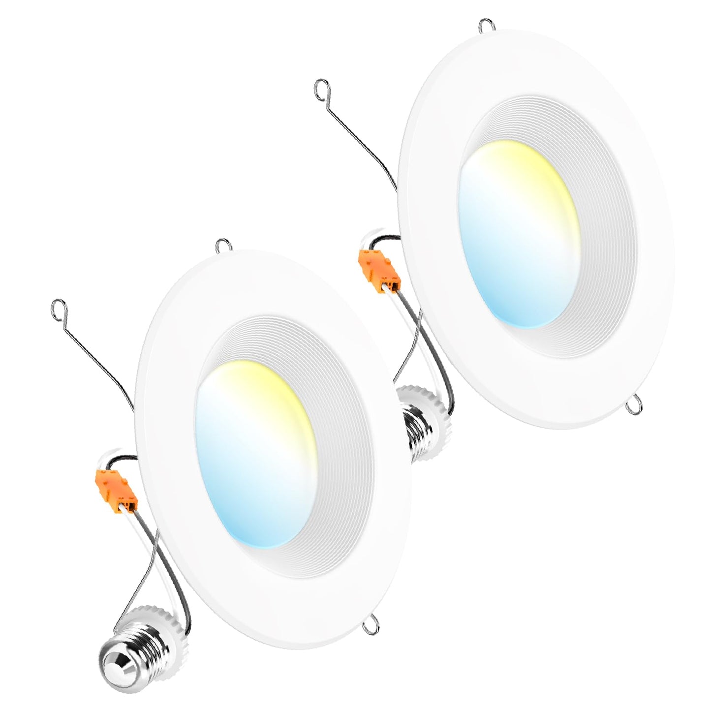 Sunco 6" Recessed Can Lights 2-Pack, 13W (75W Equivalent), Dimmable, Selectable CCT 2700-5000K, Baffle Trim, Damp Rated, UL