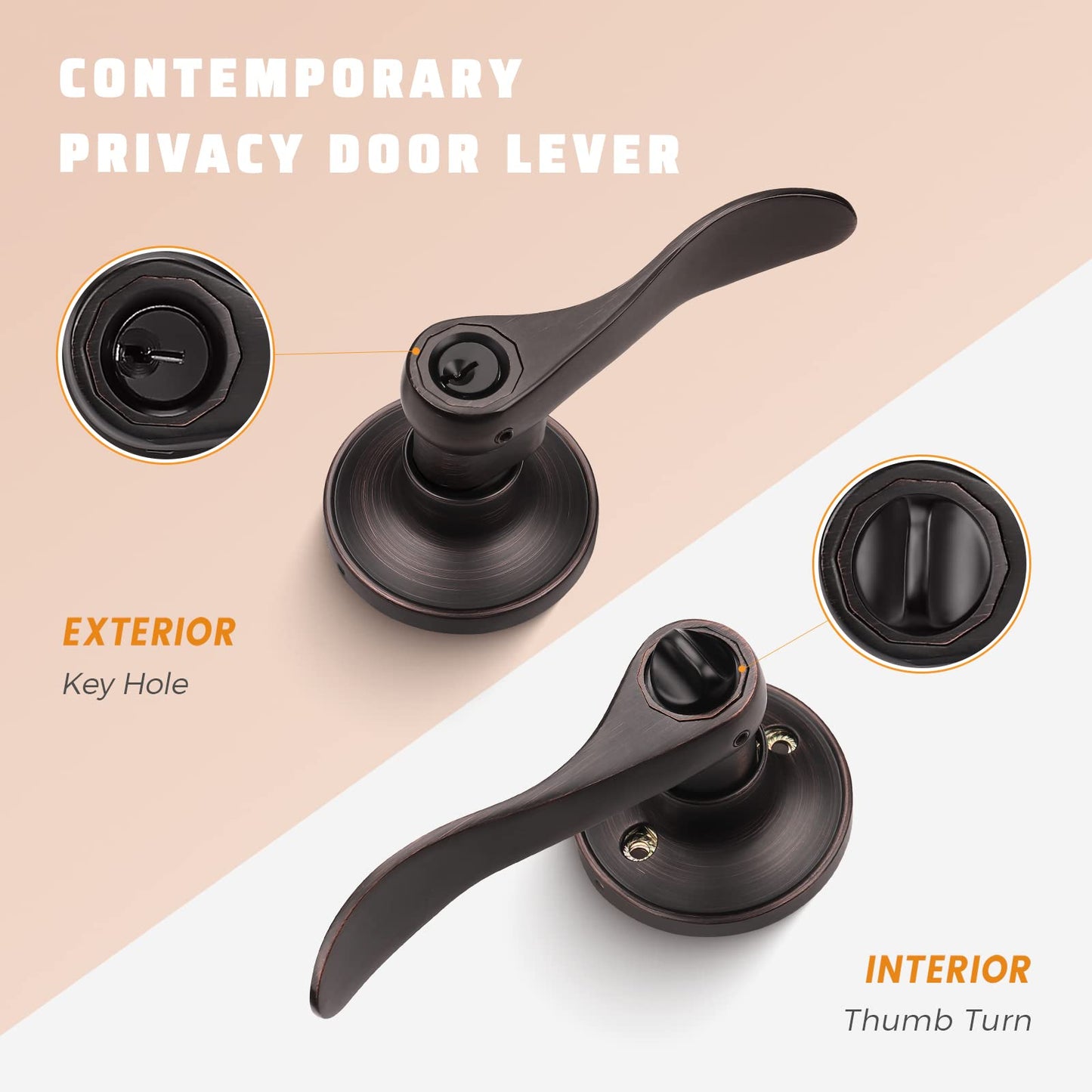 KNOBWELL 1 Pack Keyed Entry Front Door Handle Entrance Handlesets Exterior Lockset with Key, Left/Right Handed Doorknob Oil Rubbed Bronze