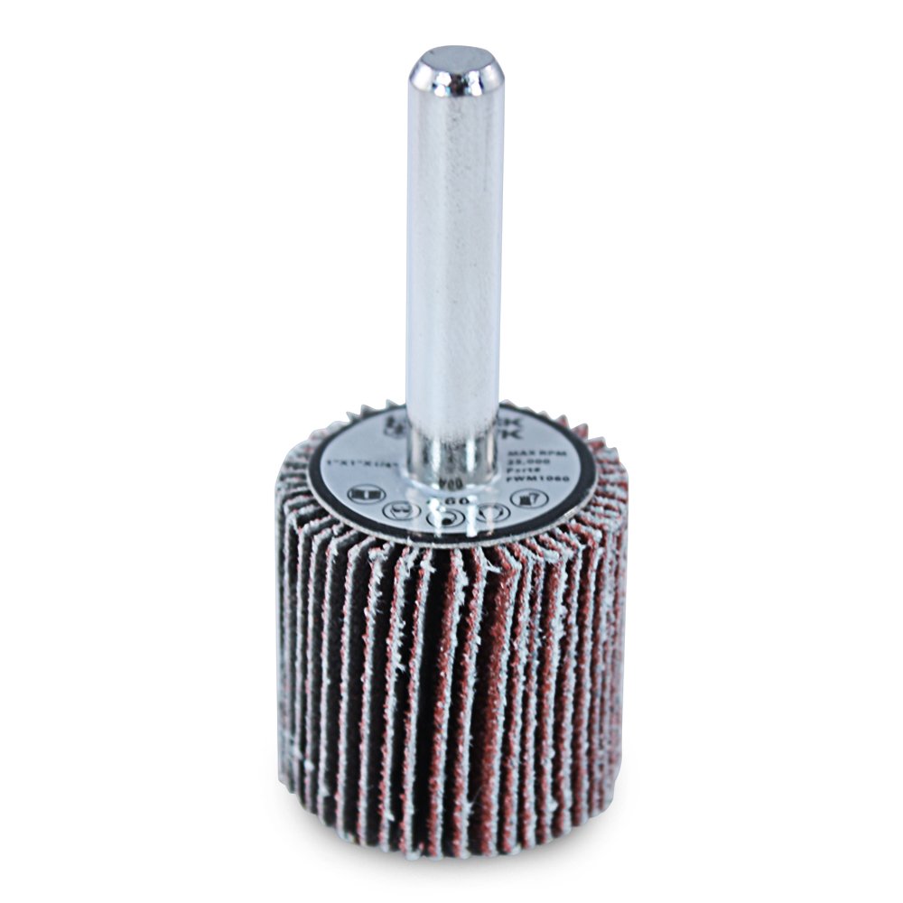 BHA Aluminum Oxide Shank Mounted Flap Wheels, 1” x 1” x 1/4”, 80 Grit - 5 Pack