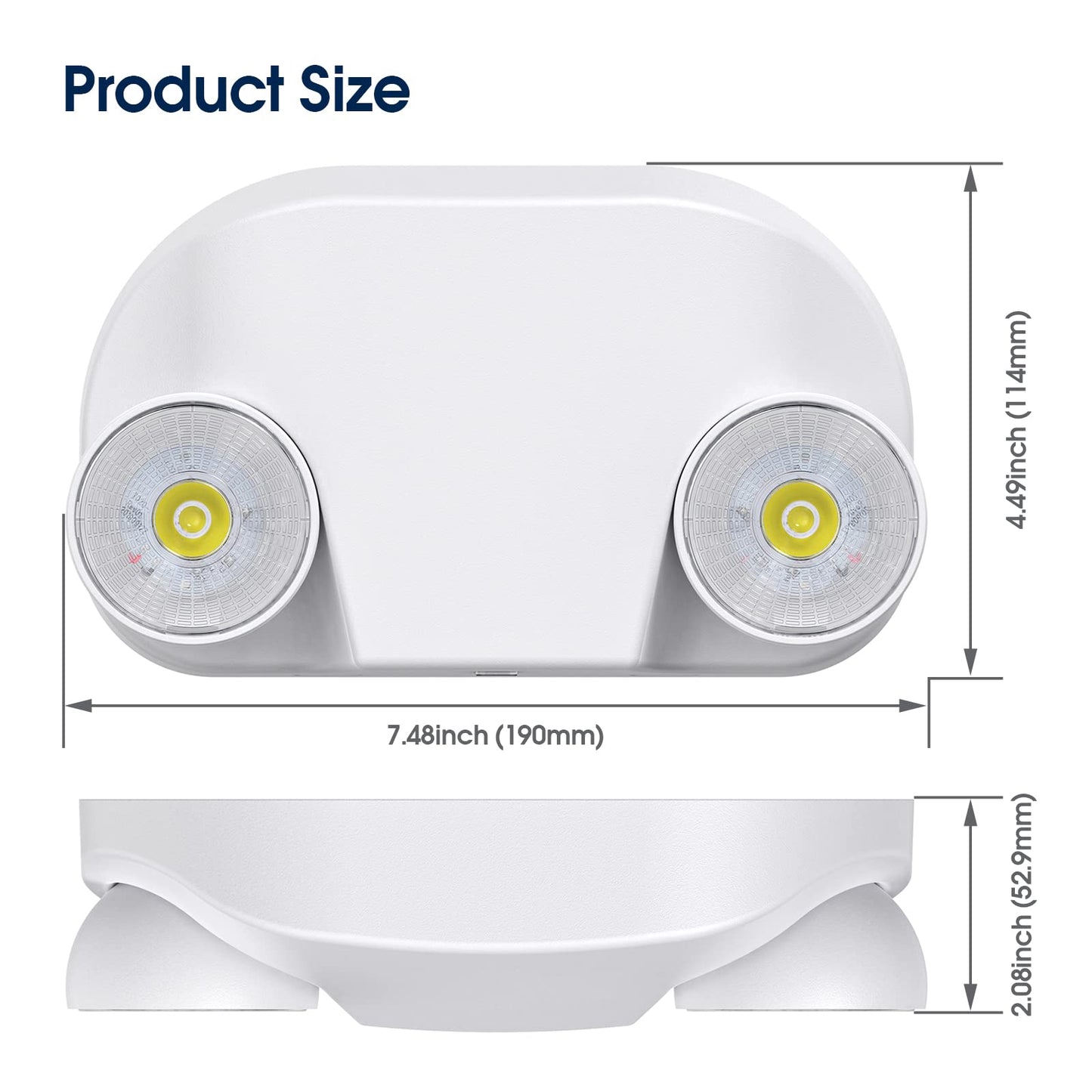 SASELUX LED Emergency Light 6-Pack with Remote, Adjustable Heads, Exit & Backup Lighting, White, 120V-277V, UL Certified
