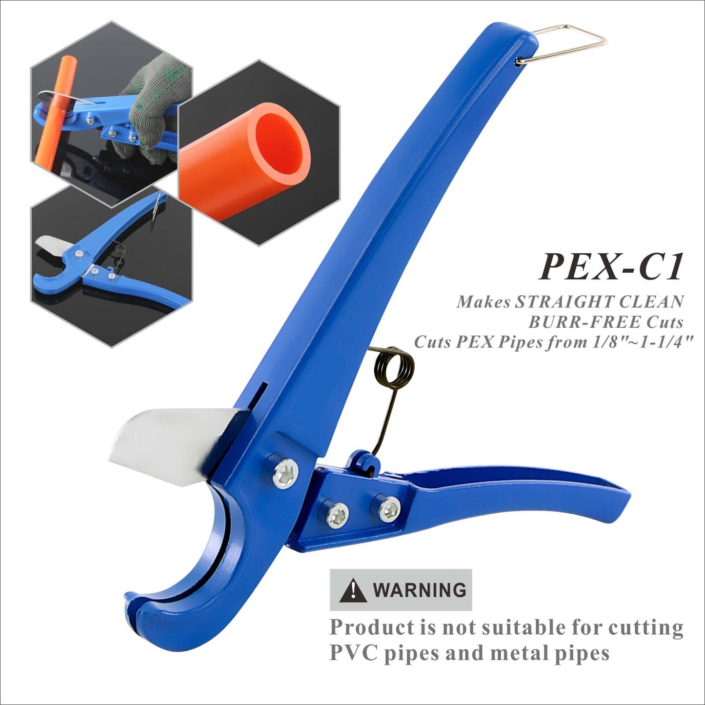 PEX Pipe Clamp Crimping Tool Kit with Cutter, Stainless Steel Clamps 3/8"-1", Includes 10x1/2" & 10x3/4" SS PEX Clamps
