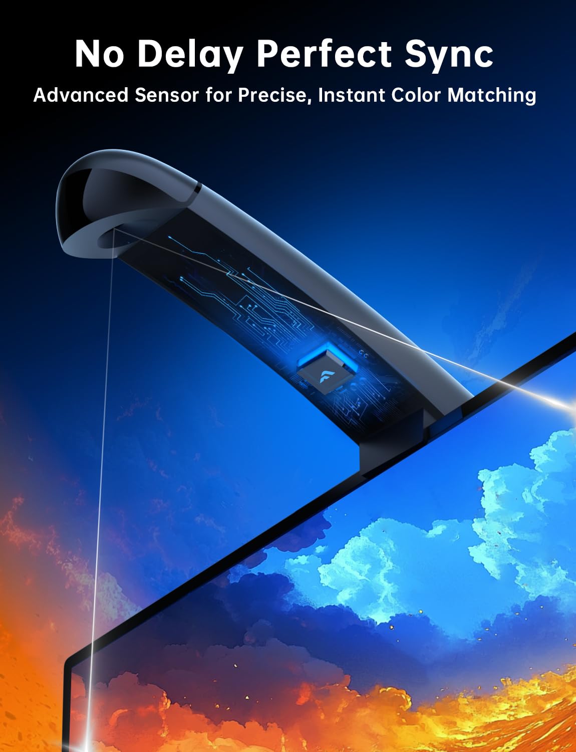 FFJ 14.7ft TV LED Backlight with Sensor, Cuttable RGB Strip for 55-65" TV & PC, App Controlled, Music & Game Sync Color-Changing Lights