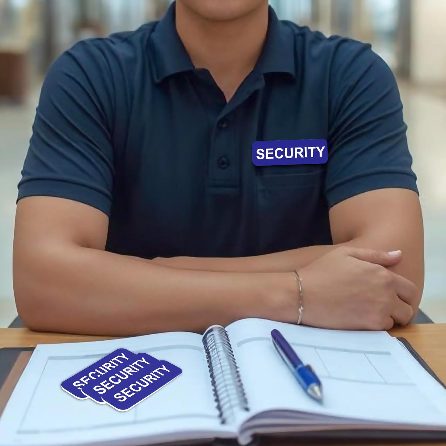 Security 1 x 3 Name Tag, Silver (3 Pack)