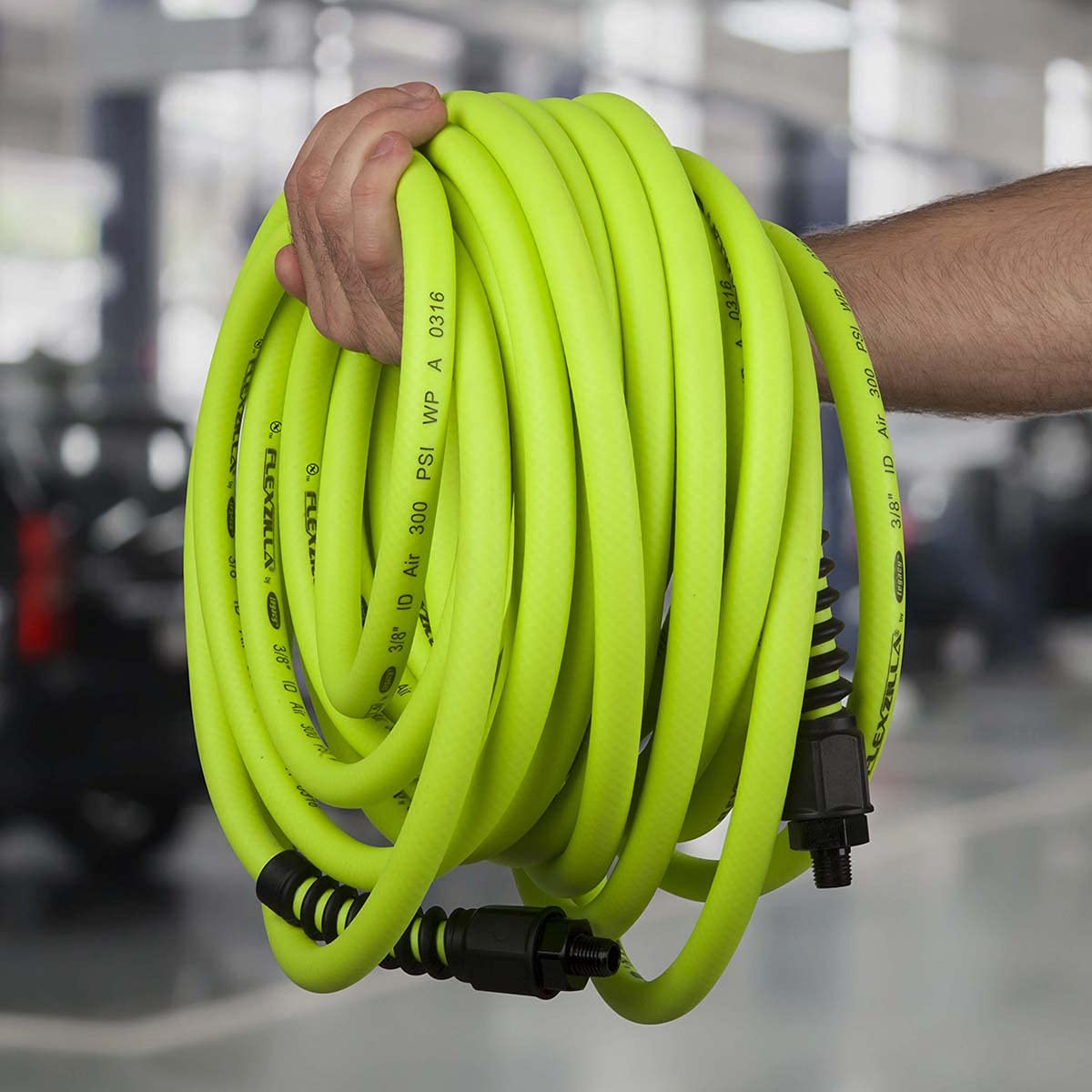 Flexzilla Pro Air Hose, 3/8 in. x 25 ft., Heavy Duty, Lightweight, Hybrid, ZillaGreen - HFZP3825YW2