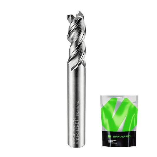 SHARPRO 5/16" Shank 3-Flute Carbide End Mill, Upcut Spiral CNC Router Bit for Aluminum, Steel, Stainless & Alloy Metals