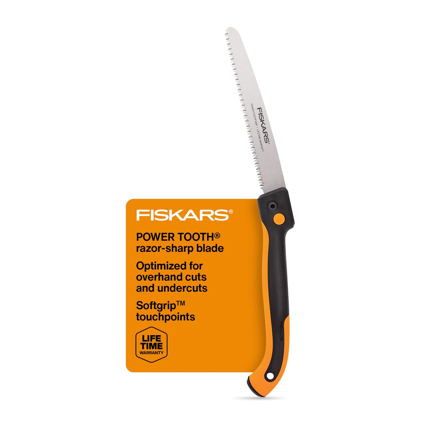 Fiskars 10" Folding Hand Saw with Dual Lock Blade, Soft Grip, Power Tooth Triple-Ground Teeth for Overhand & Under Cuts