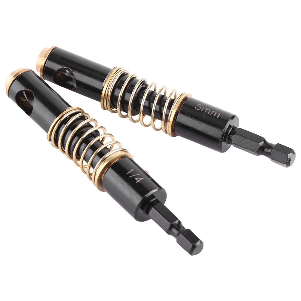 2pcs 5mm&1/4" Black Hinge Drill Bits Reaming Drilling Wood Plastic 1/4inch Hex Shank for Woodworking DIY(2pcs Combination)