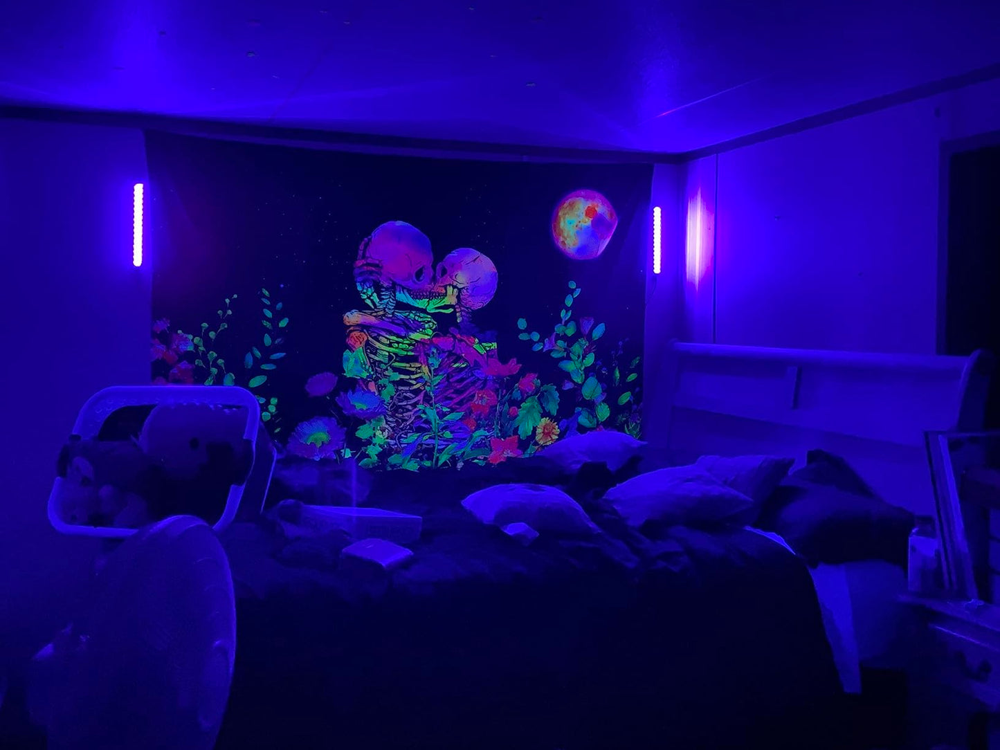 THLITURE 2-Pack 10W 1ft LED Black Light Bar, UV Blacklight Strip for Fluorescent Posters, Body Paint, Glow Party, Cabinet & Display, Magnetic