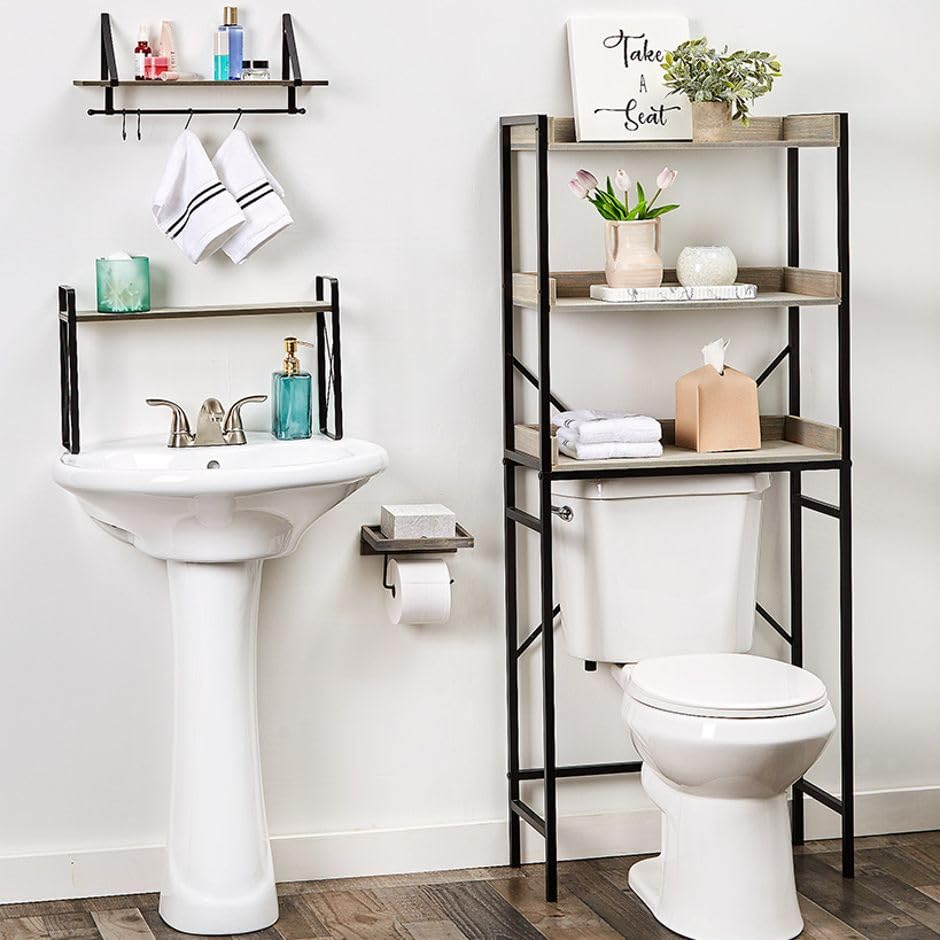 Farmhouse Bathroom Collection - Over The Sink Shelf Gray