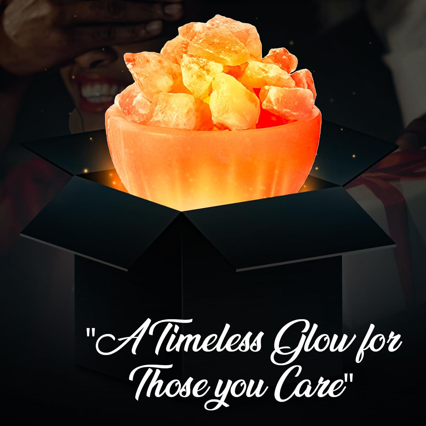 Himalayan Glow Salt Crystal Lamp with Dimmer, Natural Salt Chunks, Classic Wood Base – Mood & Night Light for Relaxing Ambience