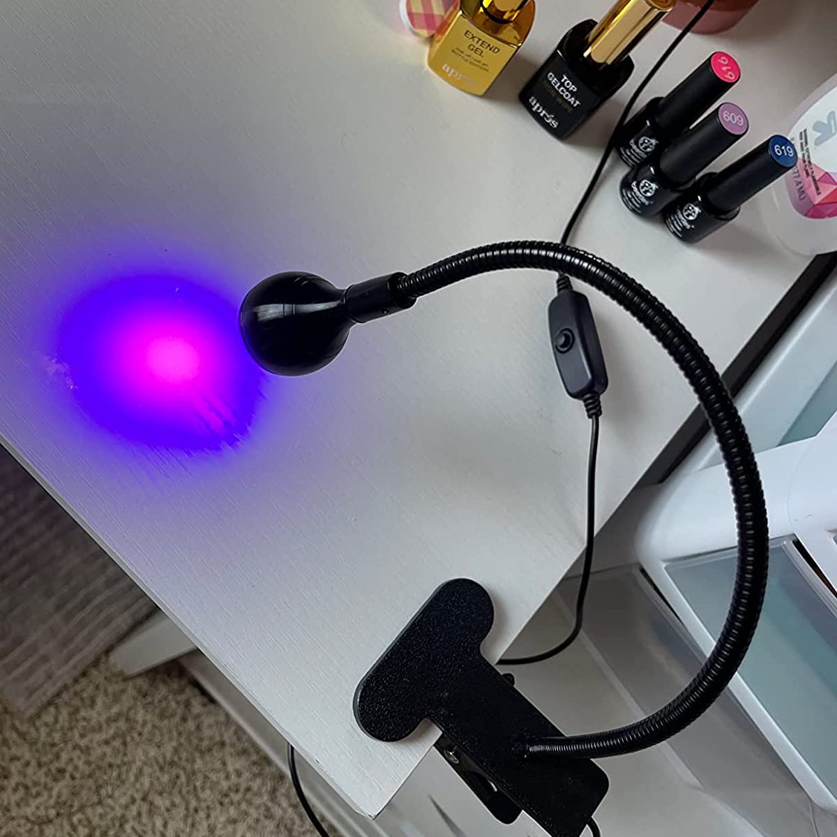 ULIKELED 3W 395nm LED Black Light with Flexible Gooseneck, UV Lamp for Stain Detection, Blacklight Party, Fluorescent Paint & Posters