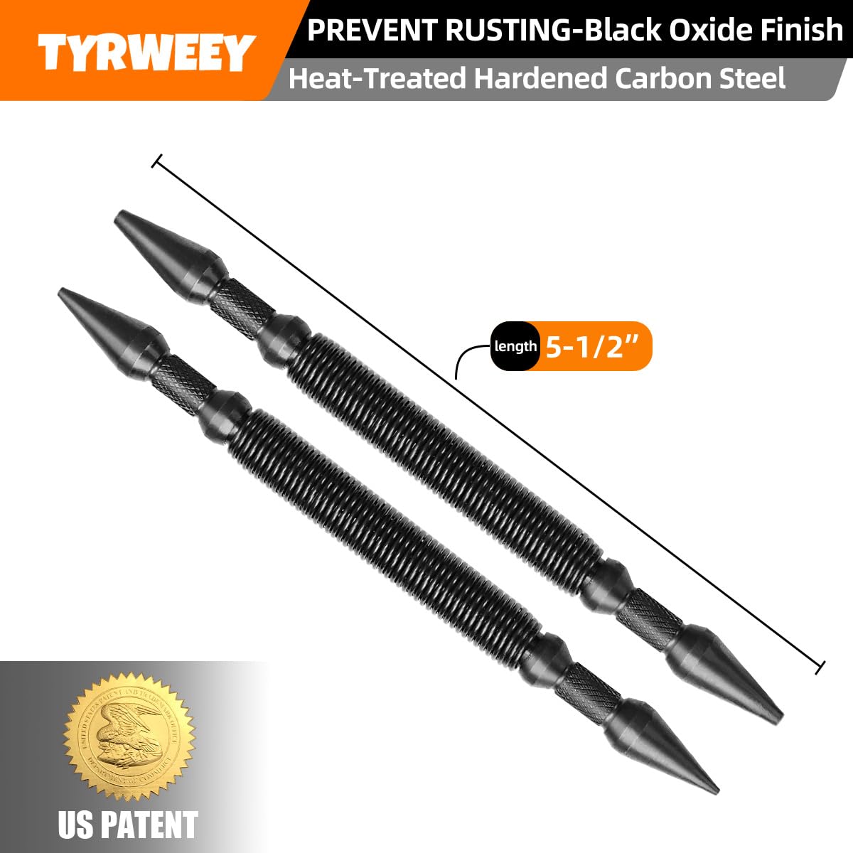 TYRWEEY 2-Piece Dual Head Nail Setter, Spring-Loaded Center Punch Tool for Metal & Wood, Sizes 1/32", 1/16", 3/32", 1/8"