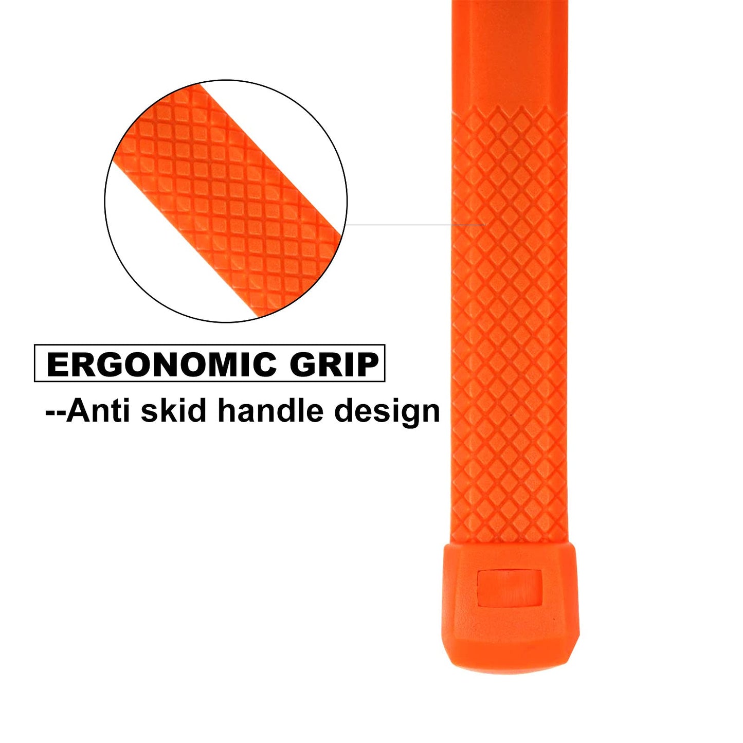 Acrux7 Dead Blow Hammer Set 2Pc, 1Lb Orange Neon Rubber Mallet, Non-Marring, Ball Peen, Checkered Grip, Spark & Rebound Resistant