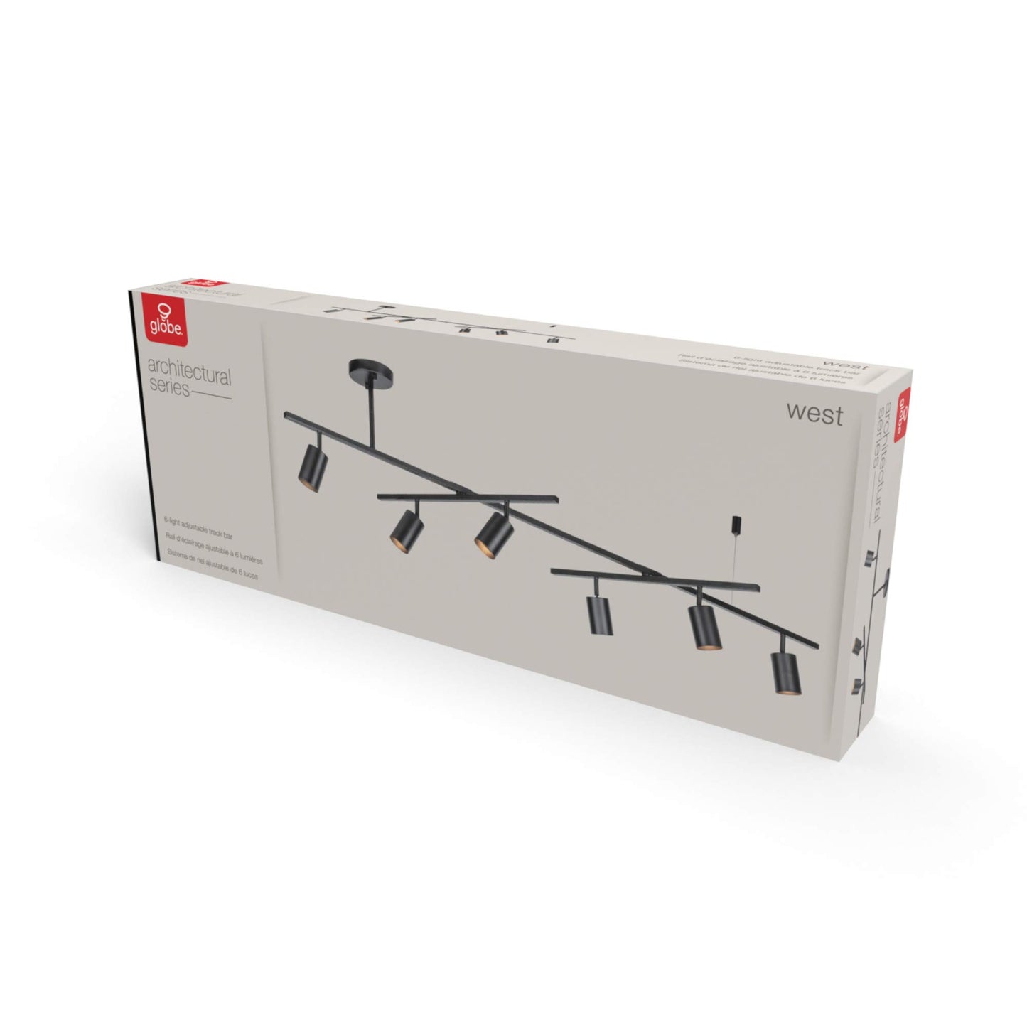 **GLOBE Electric 59829 64" 6-Light Track Lighting, Matte Black, Adjustable GU10 Heads, Swivel Bar, Dimmable Modern Industrial Fixture**