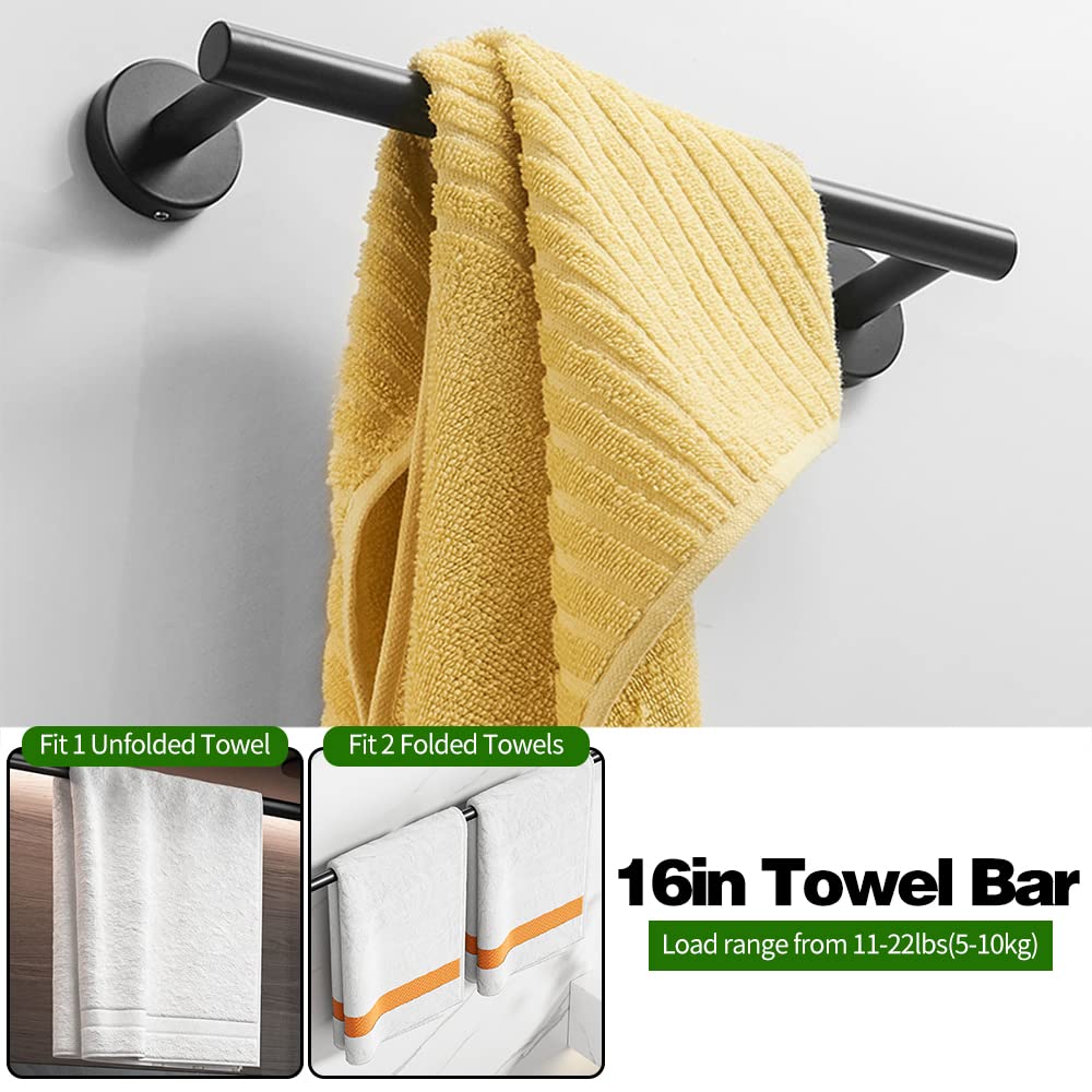 10pcs Bathroom Hardware Set, Including 16" Hand Towel Bars, Toilet Paper Holders, Towel Rings, Robe Towel Hooks