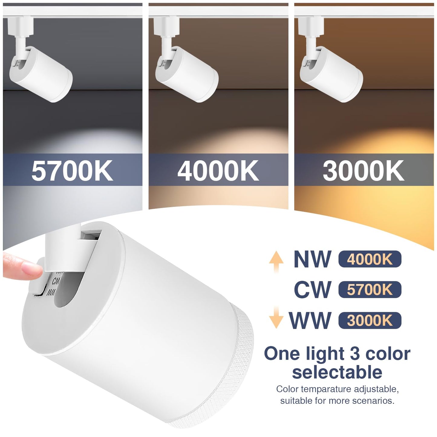 Be Studied 10W LED Track Lighting Heads – L-Type Adjustable Ceiling Spotlights 3000K/4000K/5700K CRI90+ 6-Pack White