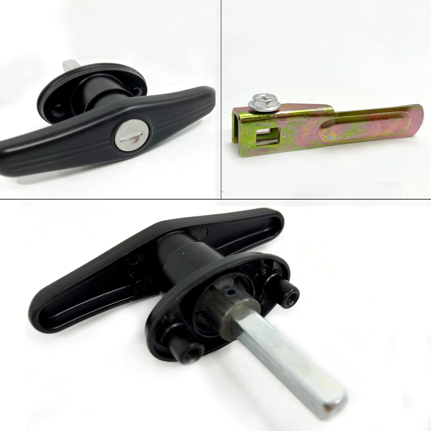 Lepoint T-Handle Chrome Alloy Lock Combo Pack,Clockwise and Counter Clockwise Shed Door Lock Kit Superior Durability Shed Door Hardware- Black