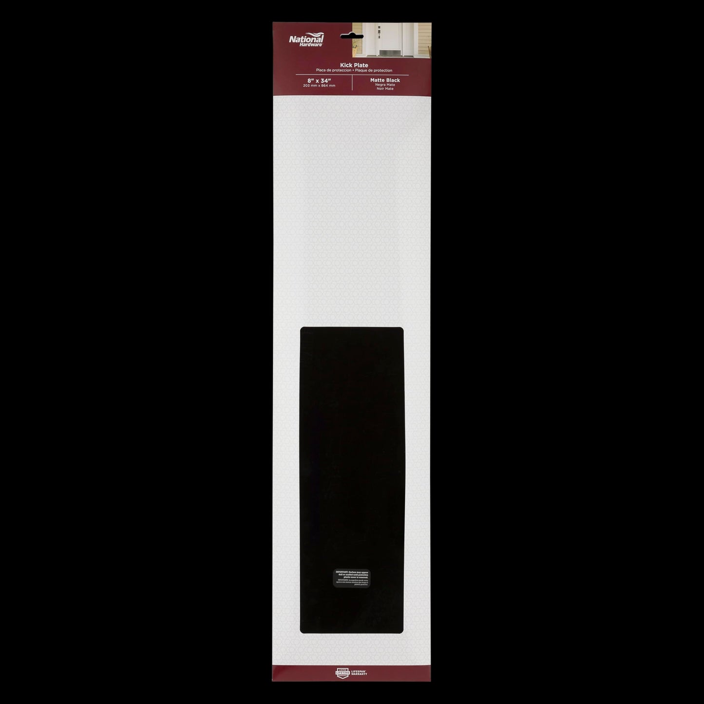 National Hardware N270-352 - 1996 8X34 Kickplate in Matte Black