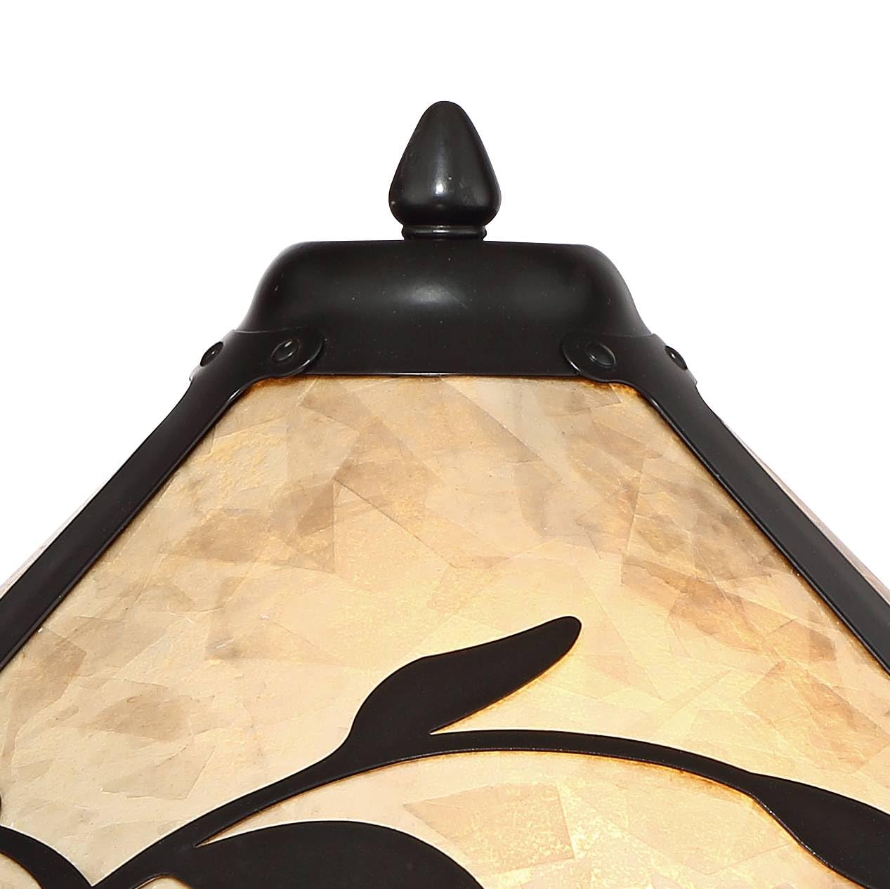 Franklin Iron Works Feuille Farmhouse Table Lamps Set of 2, 23.75" Rustic Leaf & Vine Accent Lamps with Pull Chain, Mica Shade for Bedroom Living Room