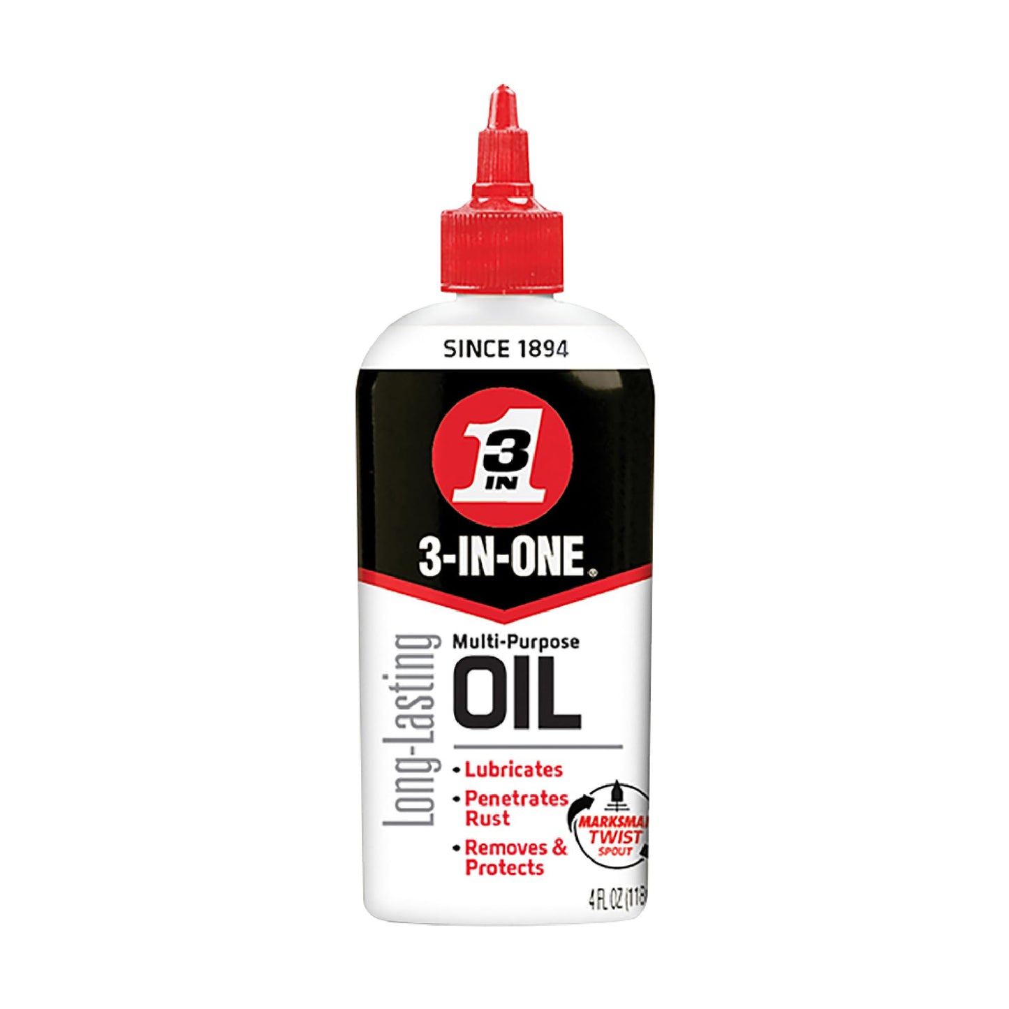 3-IN-ONE Multi-Purpose Drip Oil with Marksman Twist Spout, Long-lasting lubricant, 4 OZ