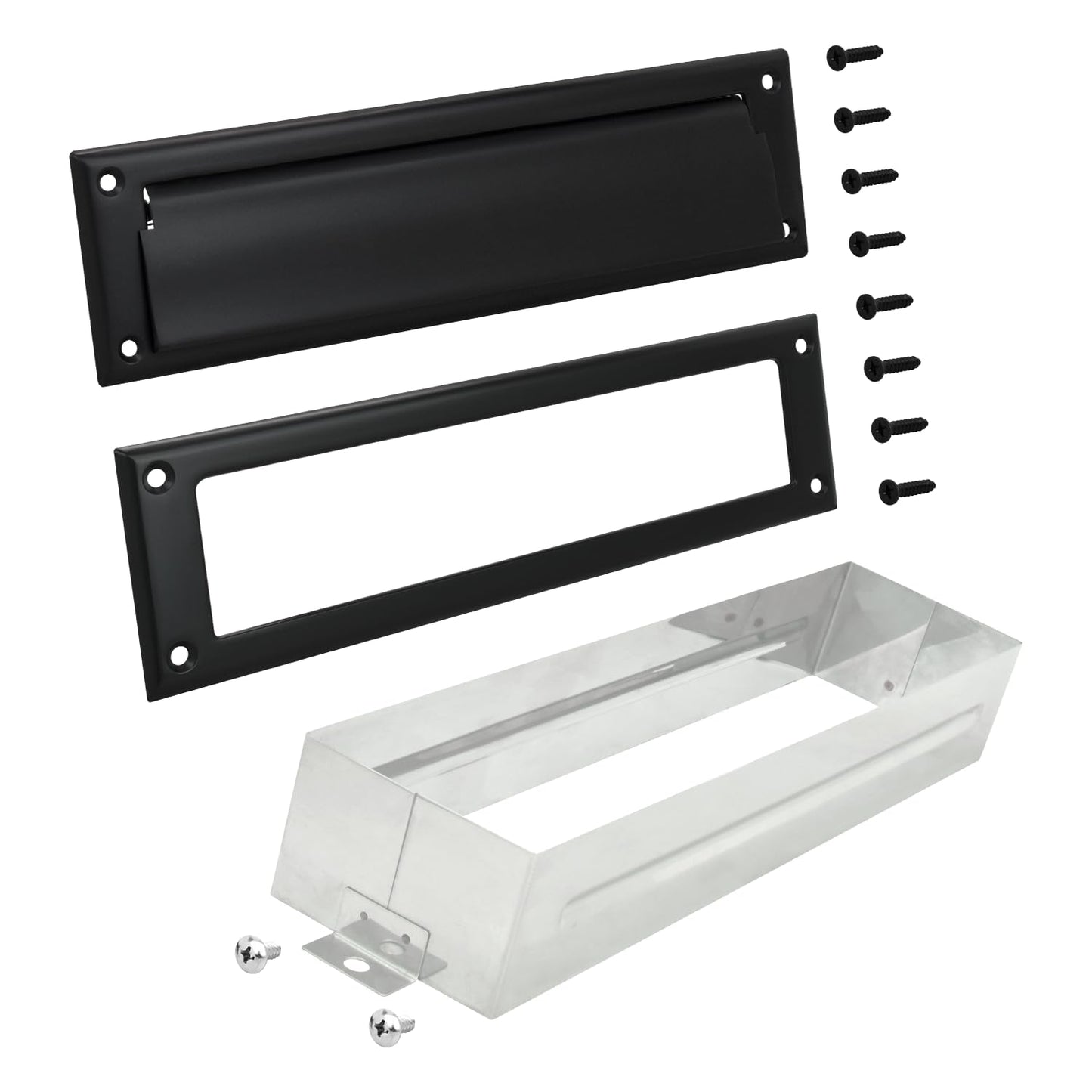 "Nuk3y Solid Brass Mail Slot with Sleeve (Matte Black, 13"" x 3.625"")"