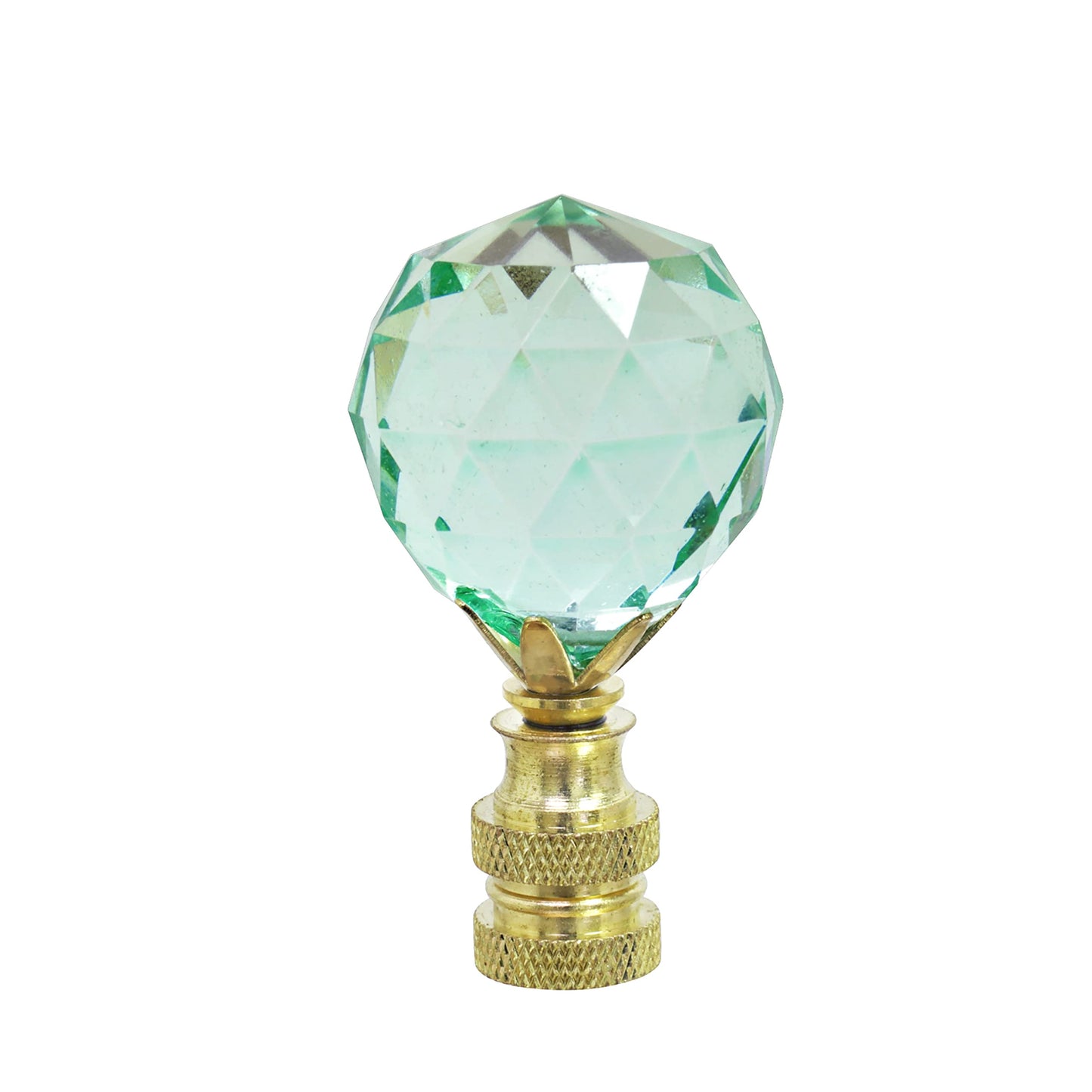 Aspen Creative 24007-21 Light Green Faceted Crystal Lamp Finial in Brass Plated Finish, 2-1/4" Tall (1 Pack)