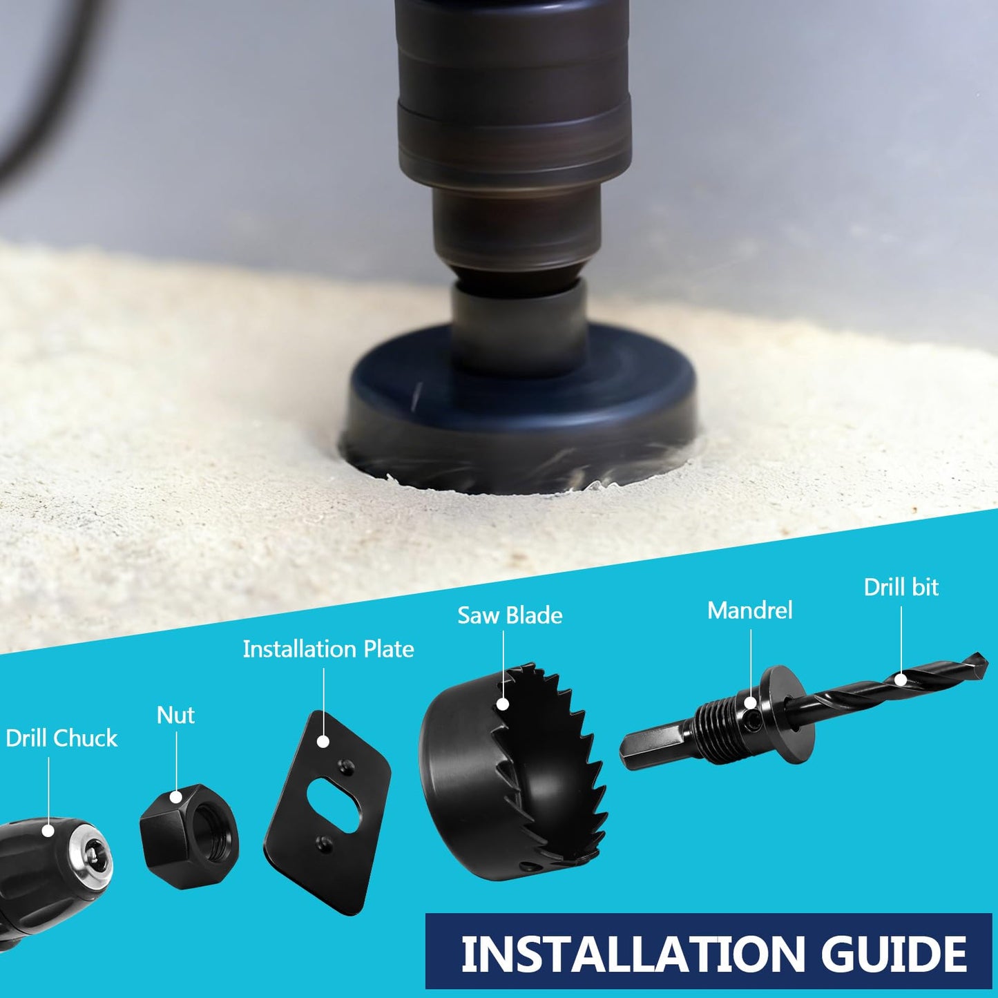 Doaho 12-Piece Wood Hole Saw Kit, 3/4"-2-1/2" with Mandrels, Drill Bits, Hex Wrench & Case for Wood, PVC, Drywall, Plastic