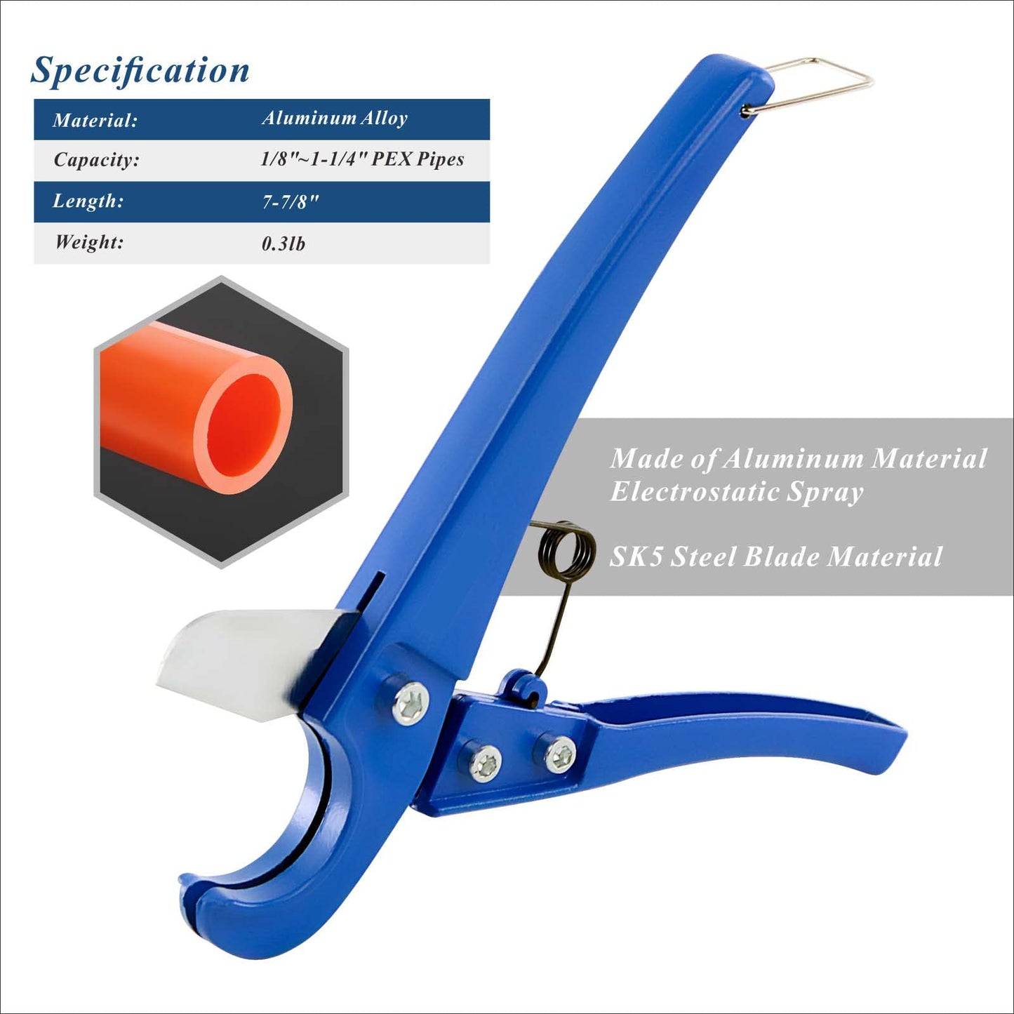 PEX Pipe Clamp Crimping Tool Kit with Cutter, Stainless Steel Clamps 3/8"-1", Includes 10x1/2" & 10x3/4" SS PEX Clamps