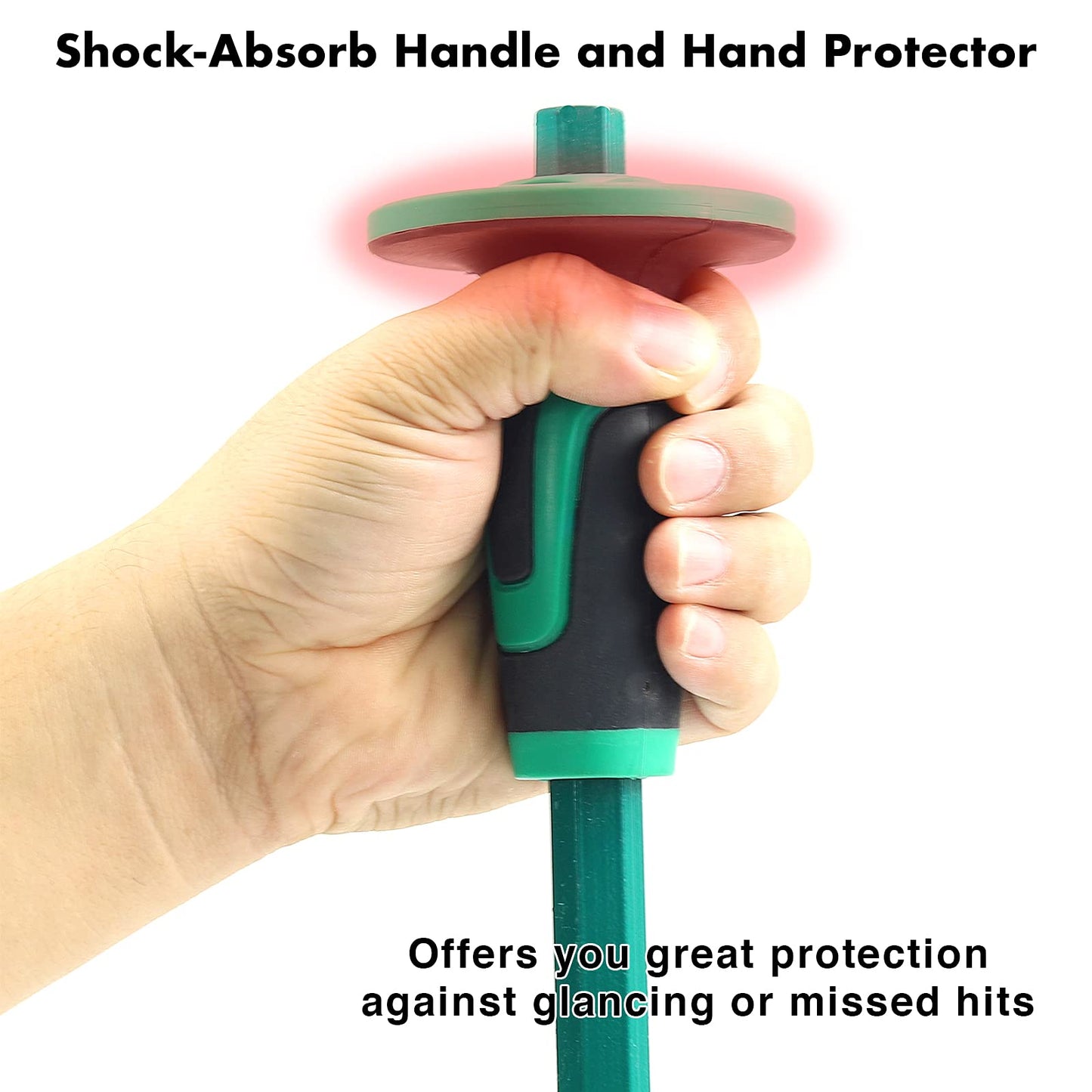 Genubi 12" Masonry Chisel with Hand Guard – Heavy Duty Flat End Concrete, Stone & Mortar Chisel for Demolishing, Carving & Splitting