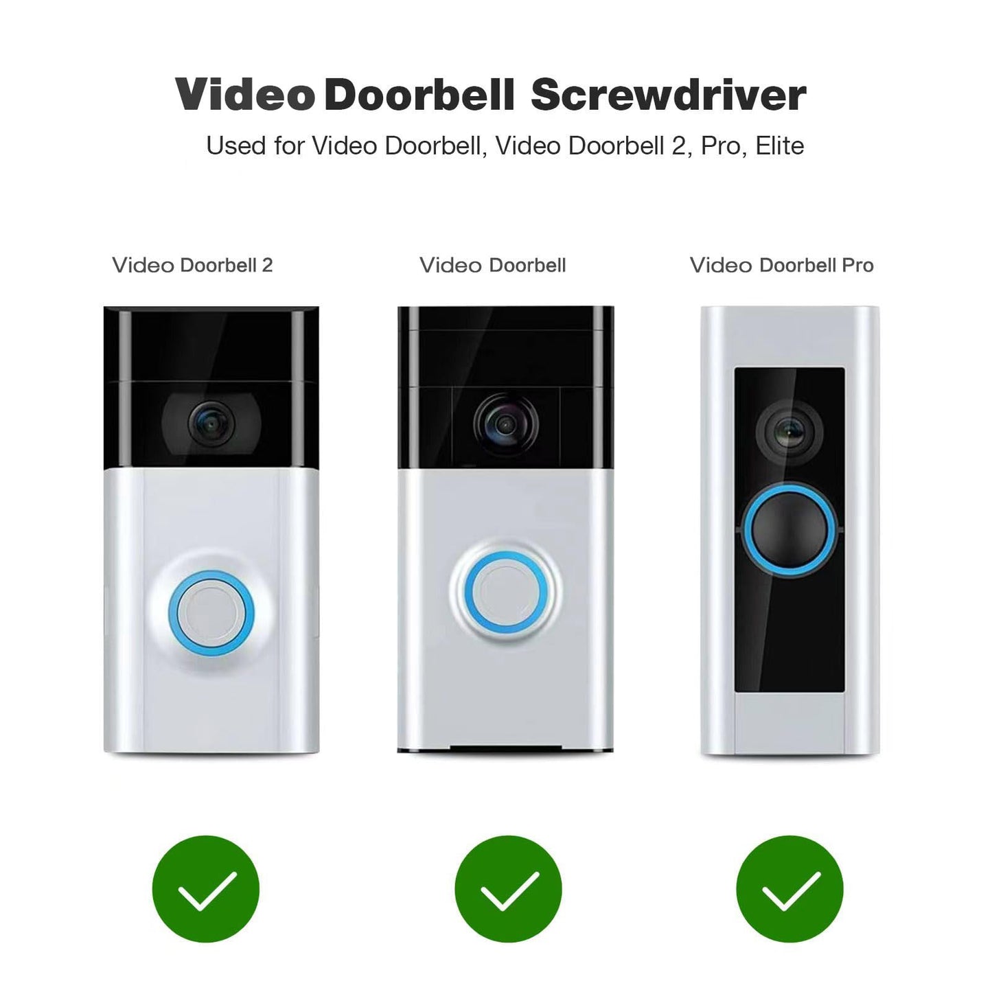 Video Screwdriver Bit Set for Battery and Wifi Access - Fits All Video Doorbell Models (Blue)