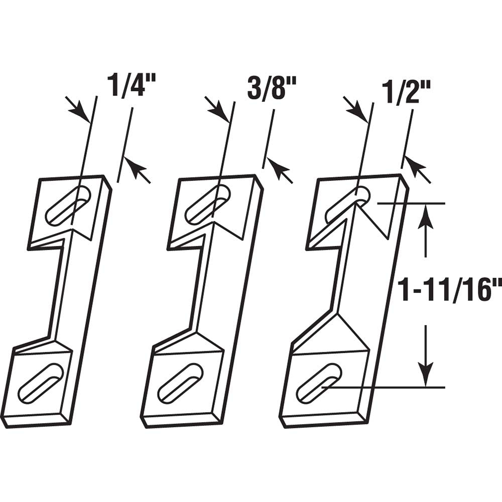 Prime-Line K 5148 1-11/16 In. Zinc Diecast Constructed Strike Plate Assortment for Use with Storm Door and Screen Door Latching Hardware (1 Set)