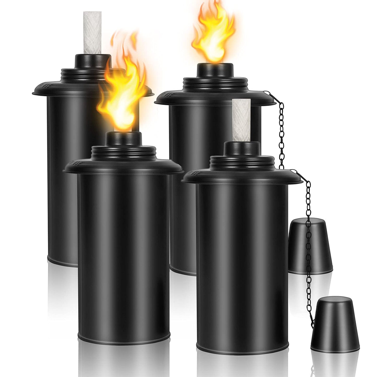 16 oz Torch Replacement Canister 4-Pack – Citronella Fuel Refill for Bamboo Torches with Wicks & Covers, Long-Lasting Patio & Garden Use