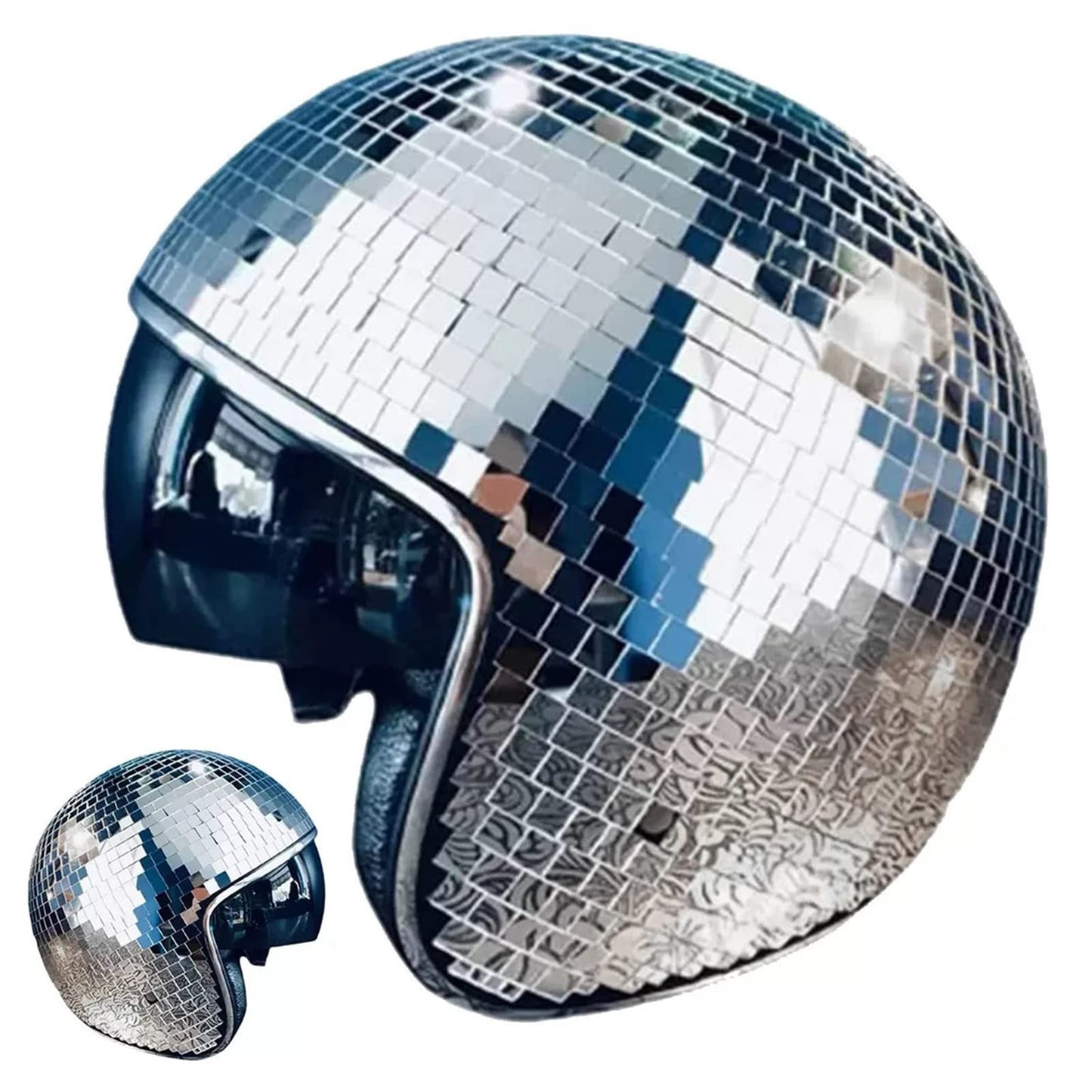 YIZUPTC Disco Ball Helmet Party Decoration Glitter Glass Cap with Retractable Visor Cowboy Hat Novelty Favor Supplies Home Art (Silver)