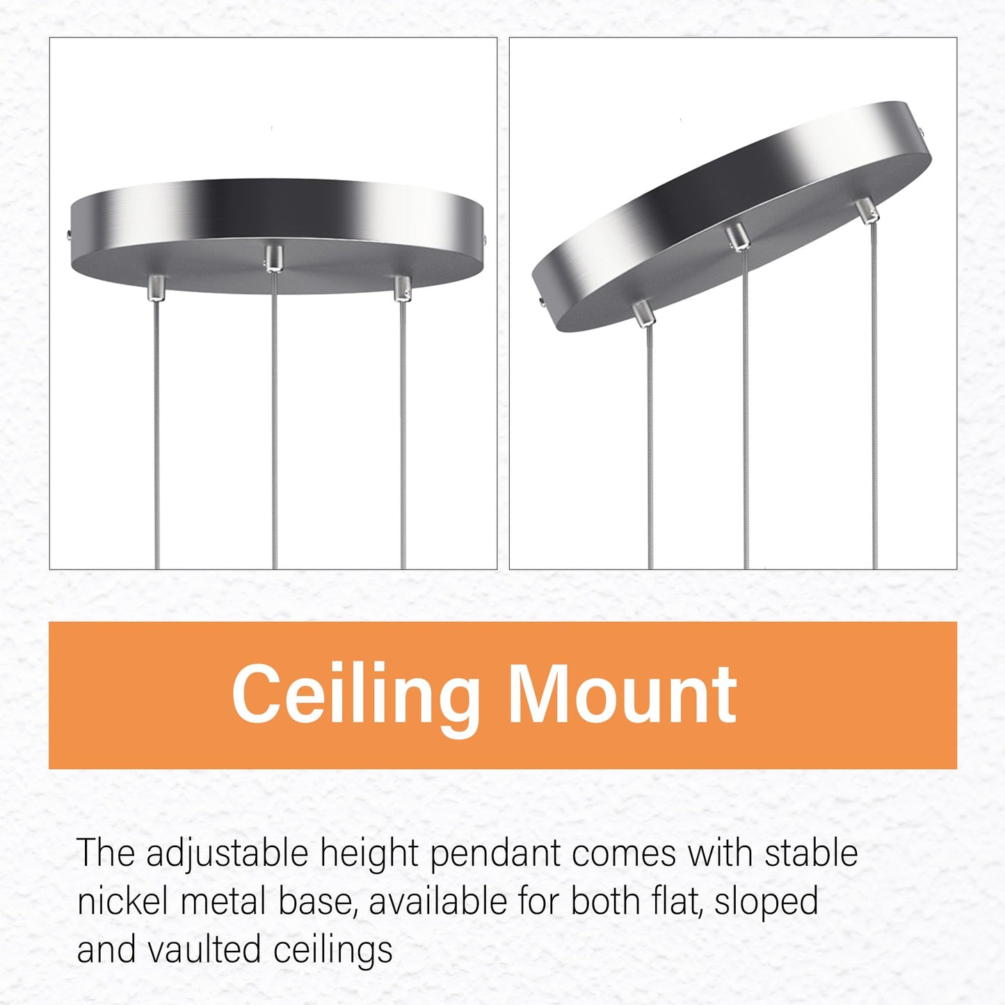 Esfos 3-Light Pendant Ceiling Light for Kitchen Island, Brushed Nickel with Crystal Bubble, Integrated LED 6500K Modern Hanging Light