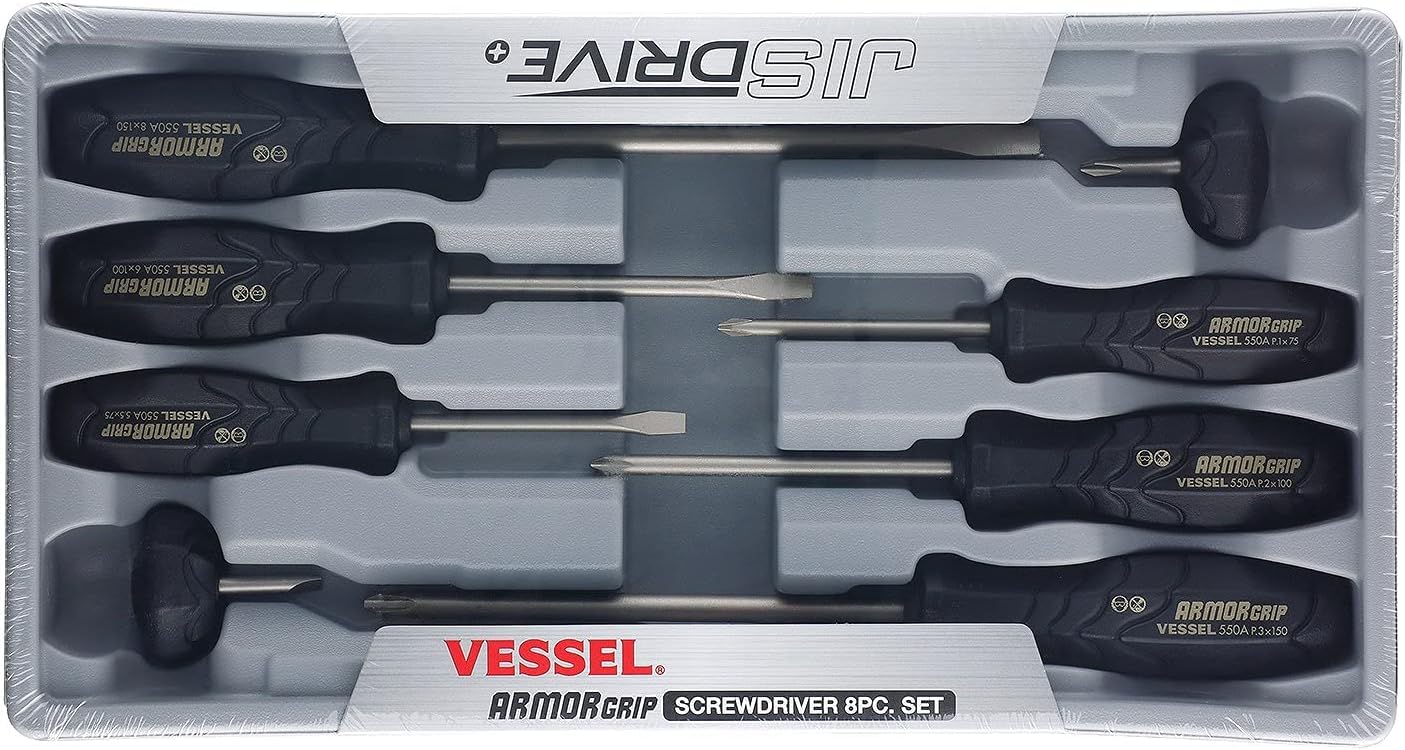 VESSEL ARMOR GRIP Screwdriver 8PC. Set (JISDRIVE) No.550A8PTU (Previous)