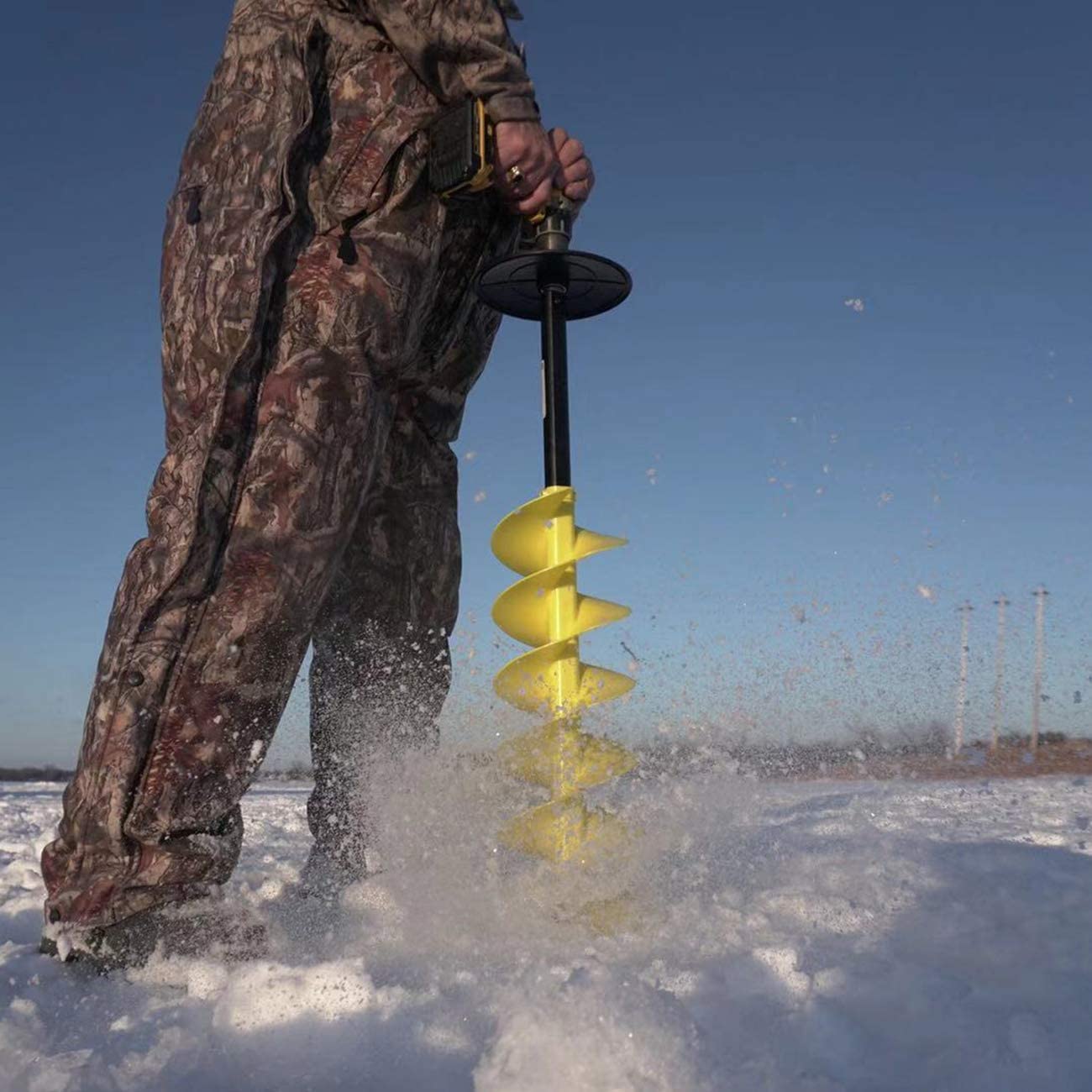 Nordic Legend E-Drill Unit - Cordless Nylon Ice Drill Auger with Centering Point Blade, Ice Auger Bit with Drill Adapter & Top Plate for Ice Fishing